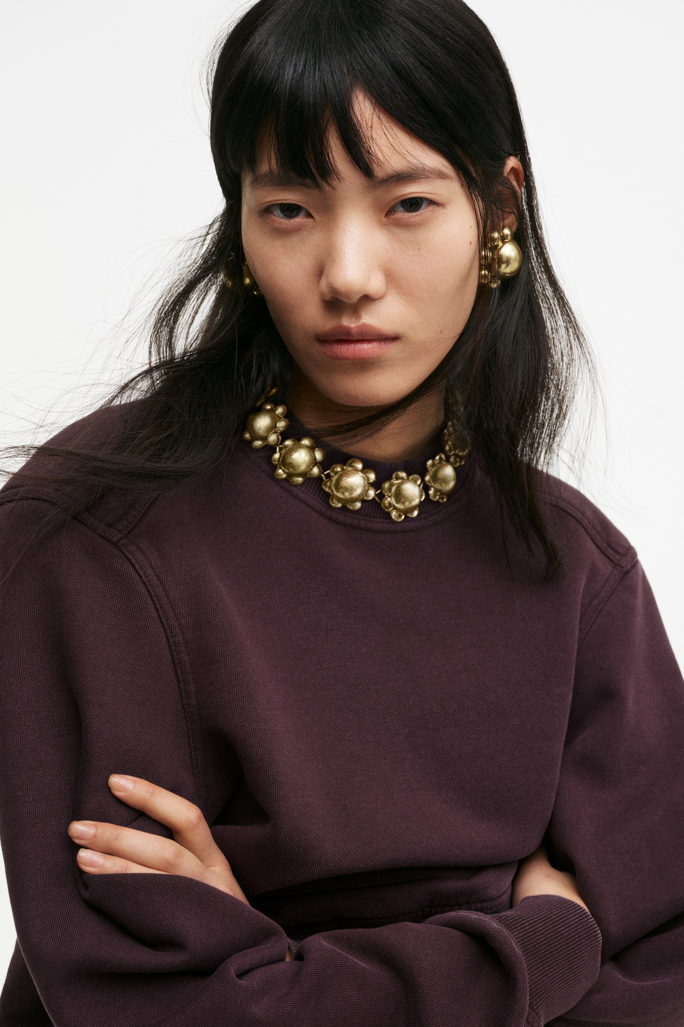 Chunky blomhalsband - Guld