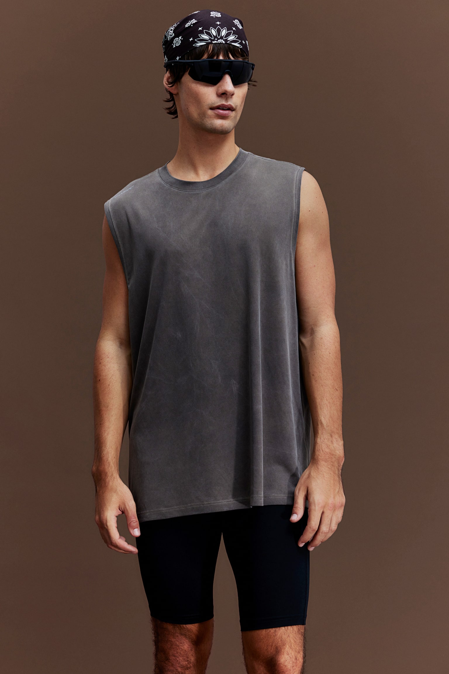 Regular Fit Sports vest top in DryMove™ - Vintage brown/Vintage black - 7