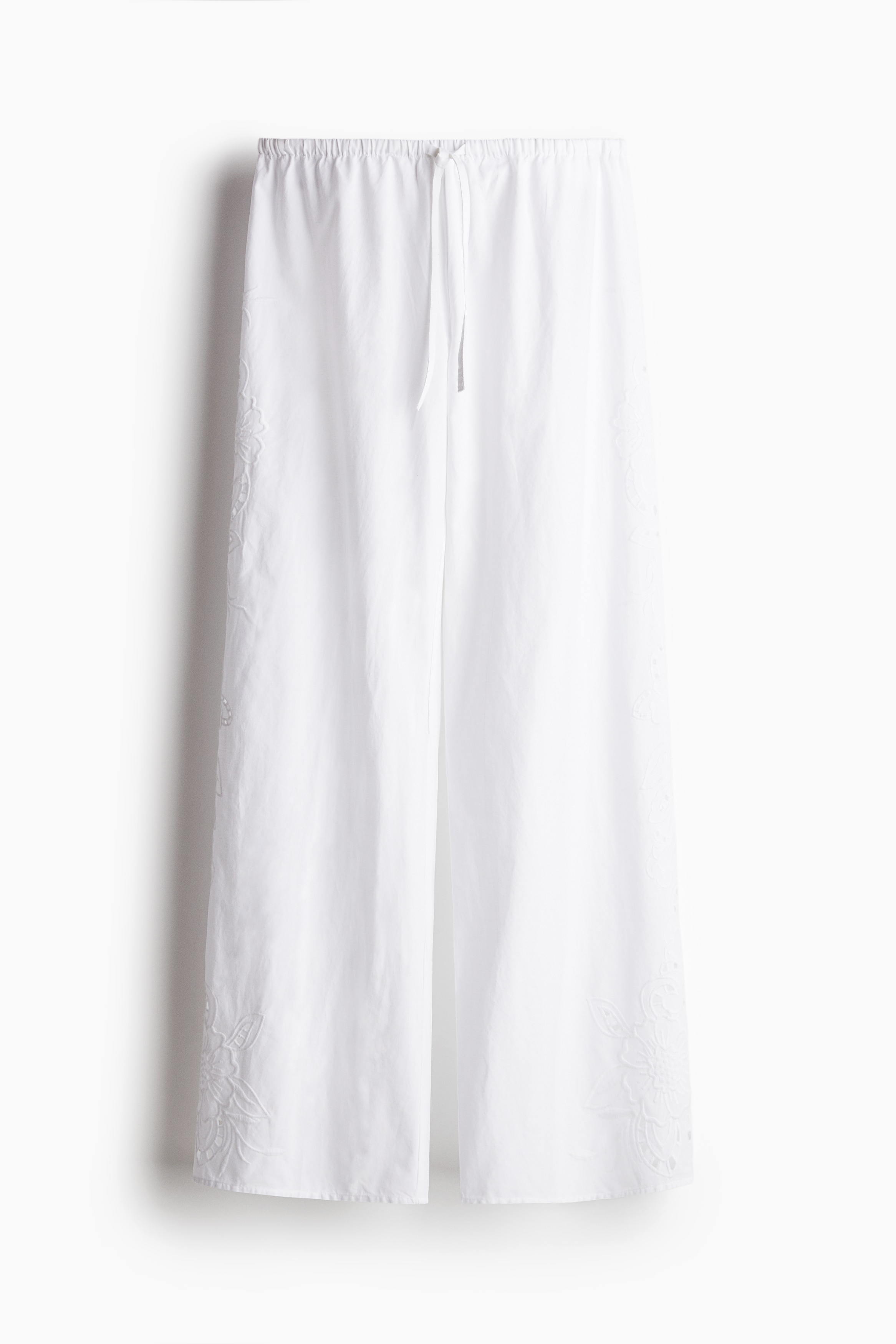 İşlemeli Pijama Altı - Beyaz