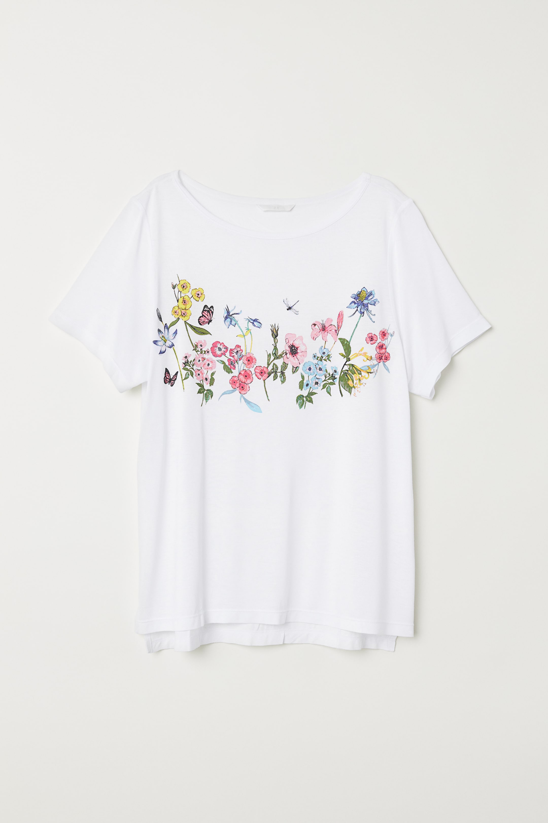 Näytä suurempi kuva: Kuvallinen T-paita - Valkoinen/Kukat - NAISET | H&M FI 1