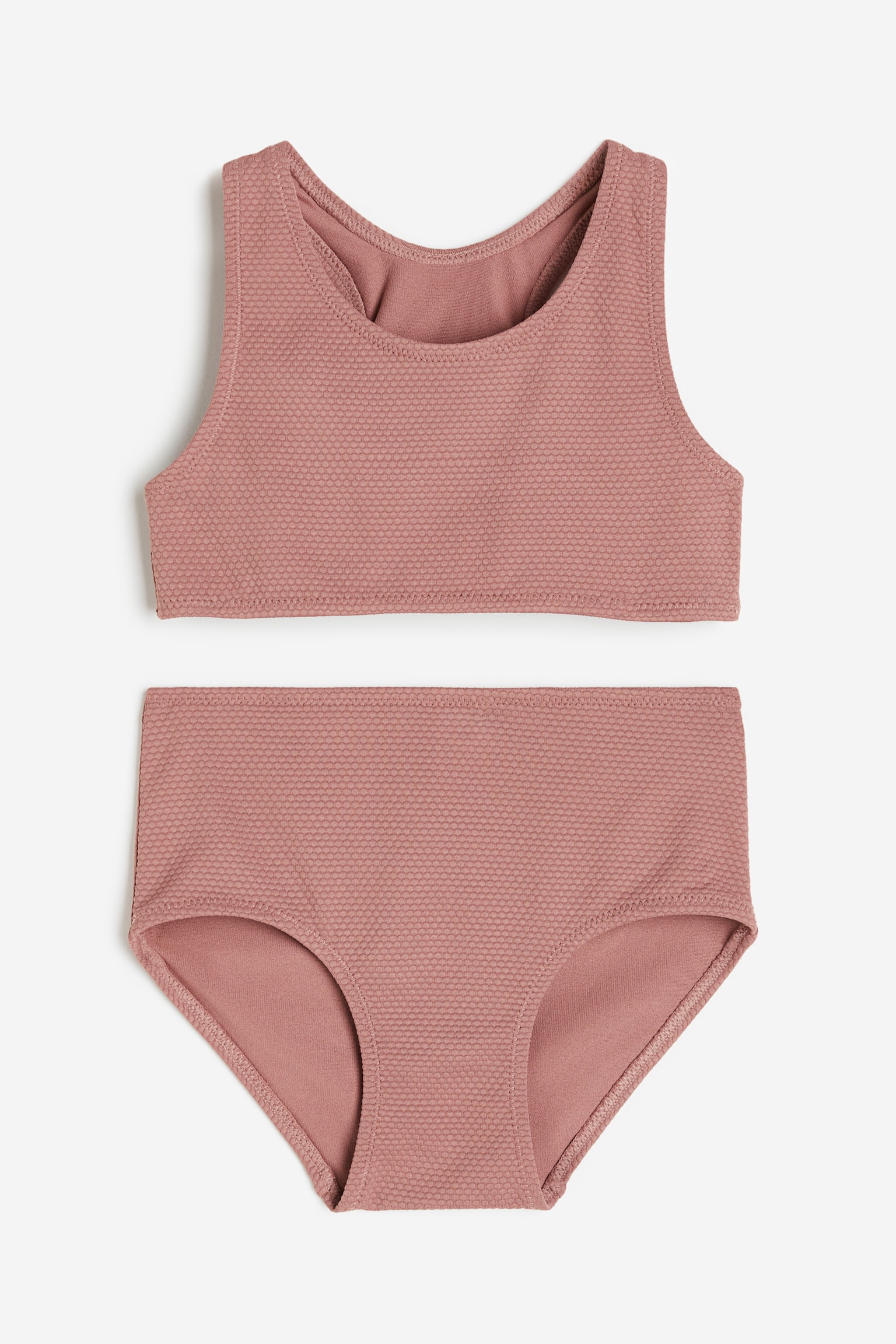 Textured bikini - Dark dusty pink - 1