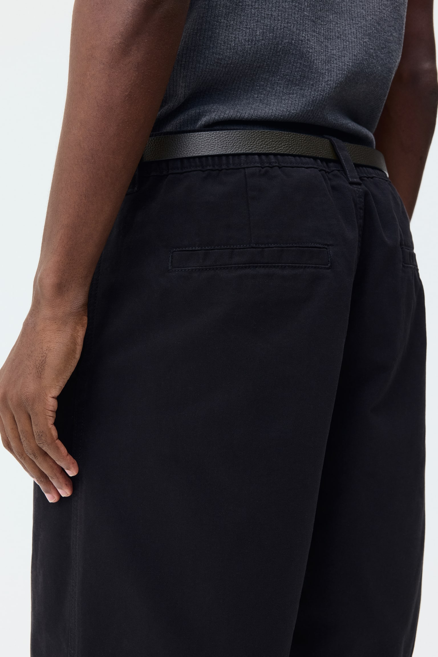 Relaxed Fit Cotton Chino shorts - Black/Beige - 5