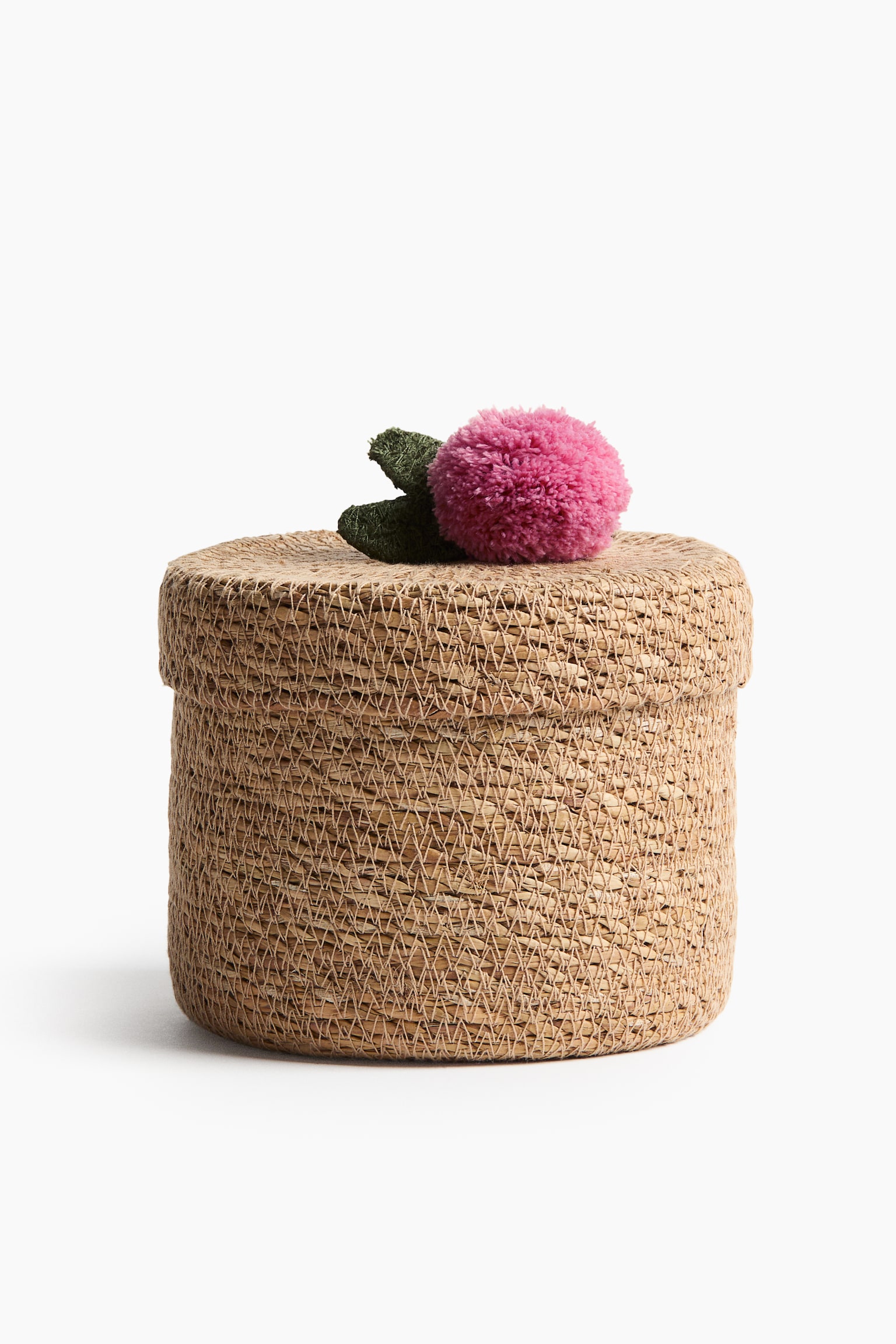 Petite boîte en jonc de mer avec pompon - Beige - 1