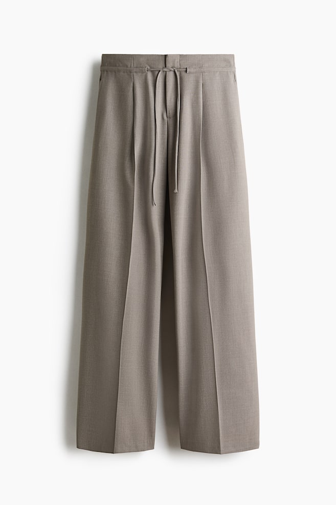 Elegante Hose mit Kordelzug - Graubraun - 1