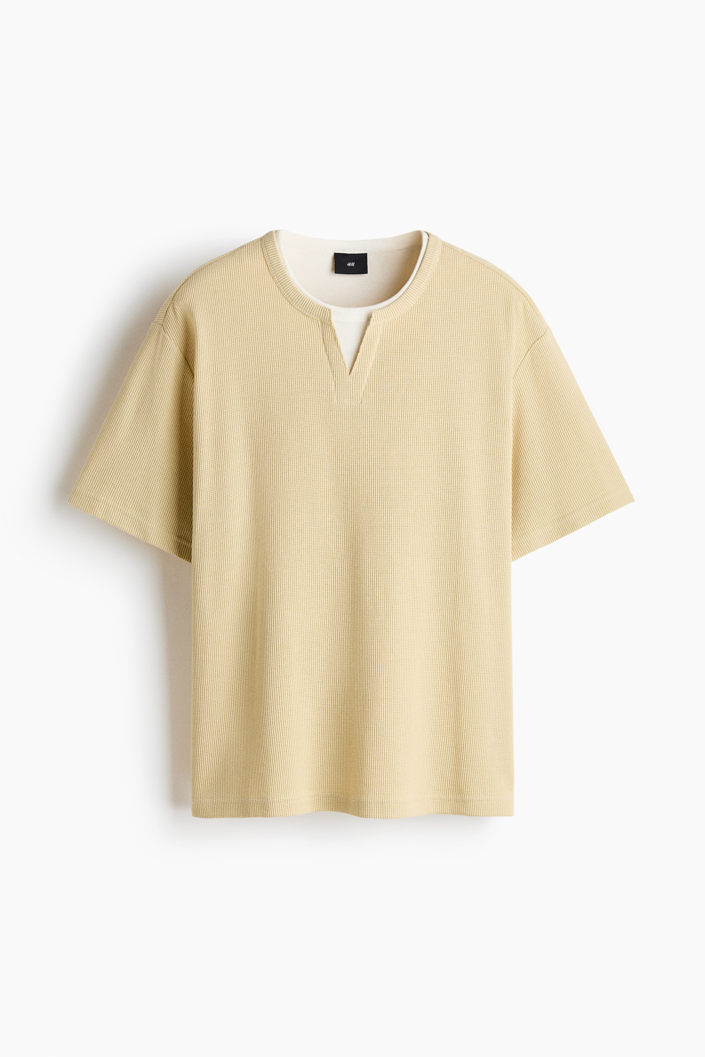 Loose Fit Layered T-shirt - Light yellow/White/Black/Light grey marl/White