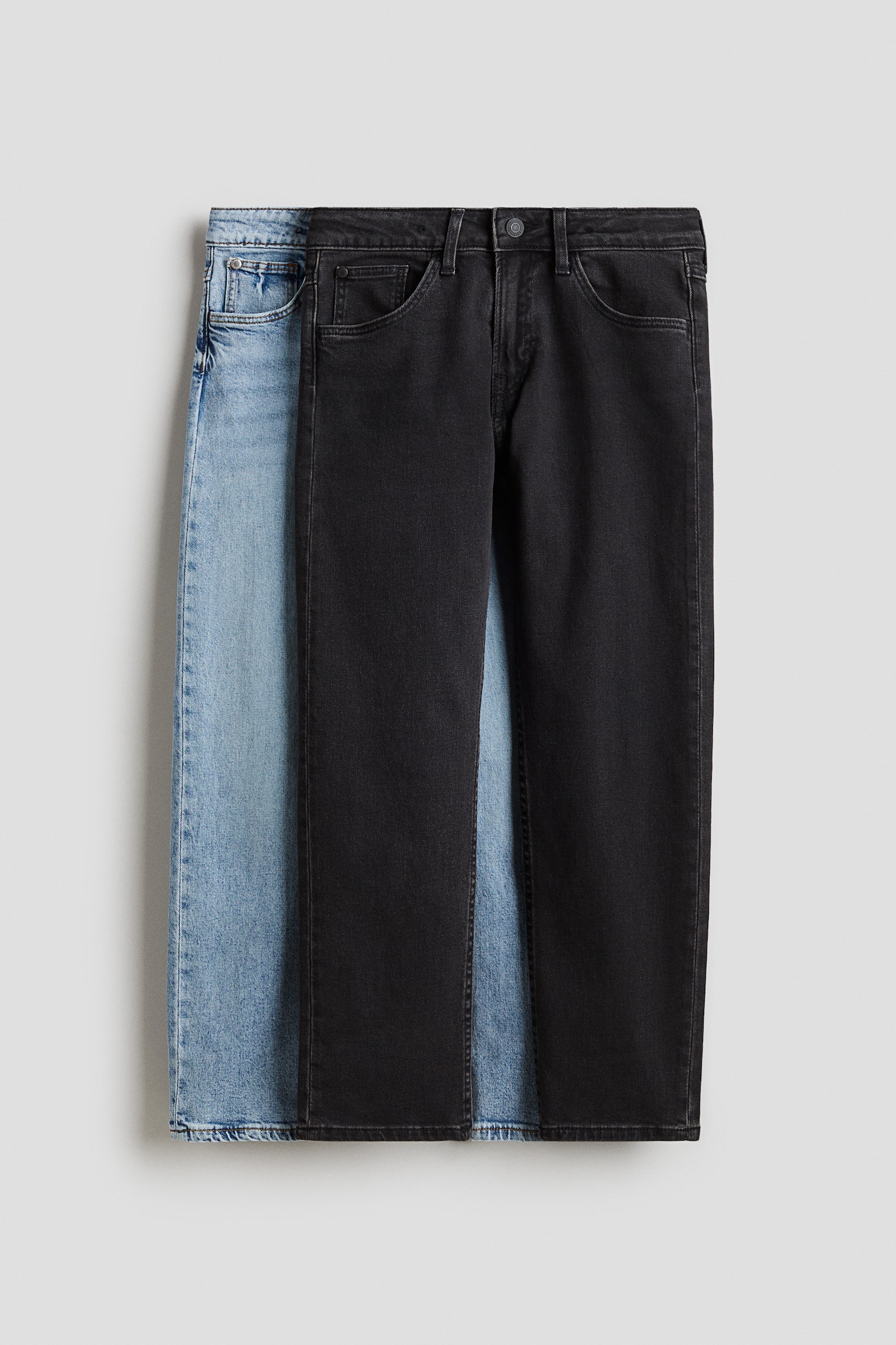 Детские джинсы H&M 2-pack Comfort Stretch Relaxed Fit, цвет: Чёрный / Джинсовый синий — фото 1