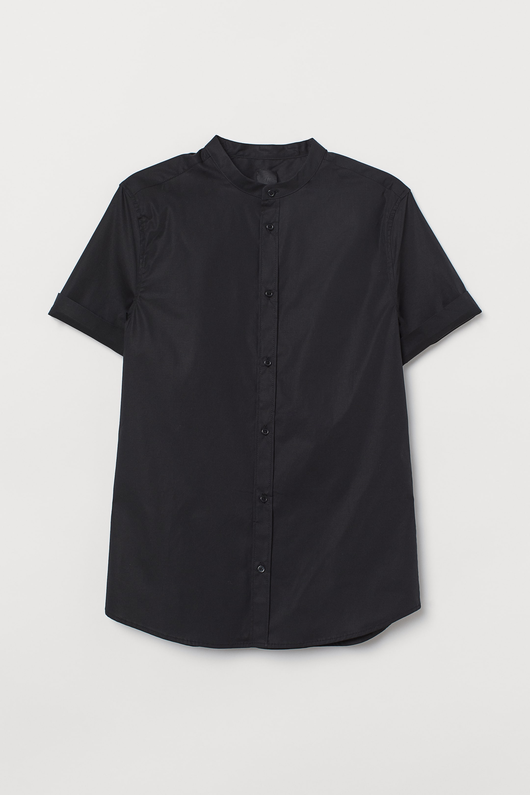 View larger image: Cotton Shirt Muscle Fit - Black - Men | H&M HK 1