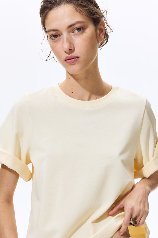 Camiseta en algodón pima-Amarillo claro - 3