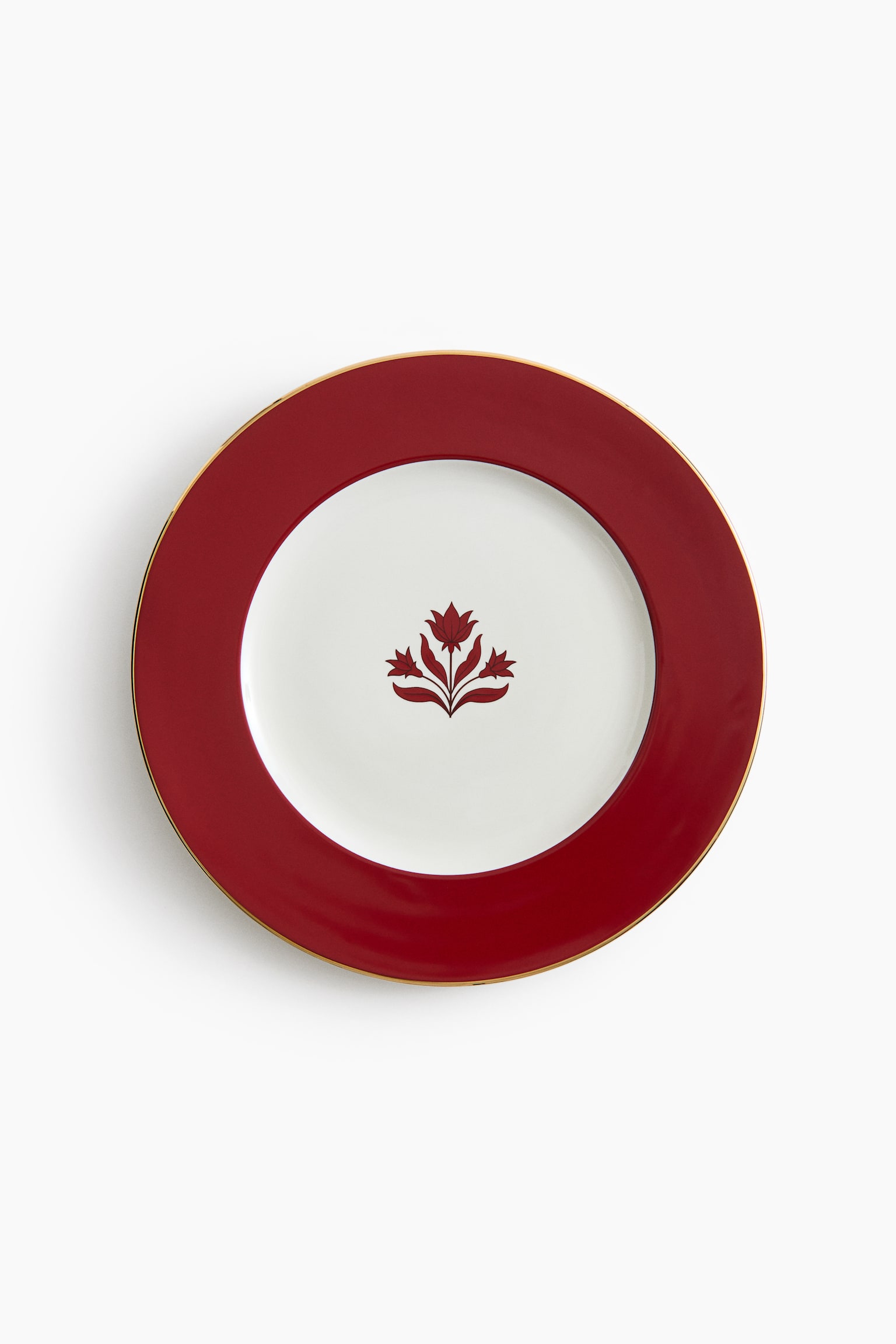 Porcelain dinner plate - Red/Flower - 1