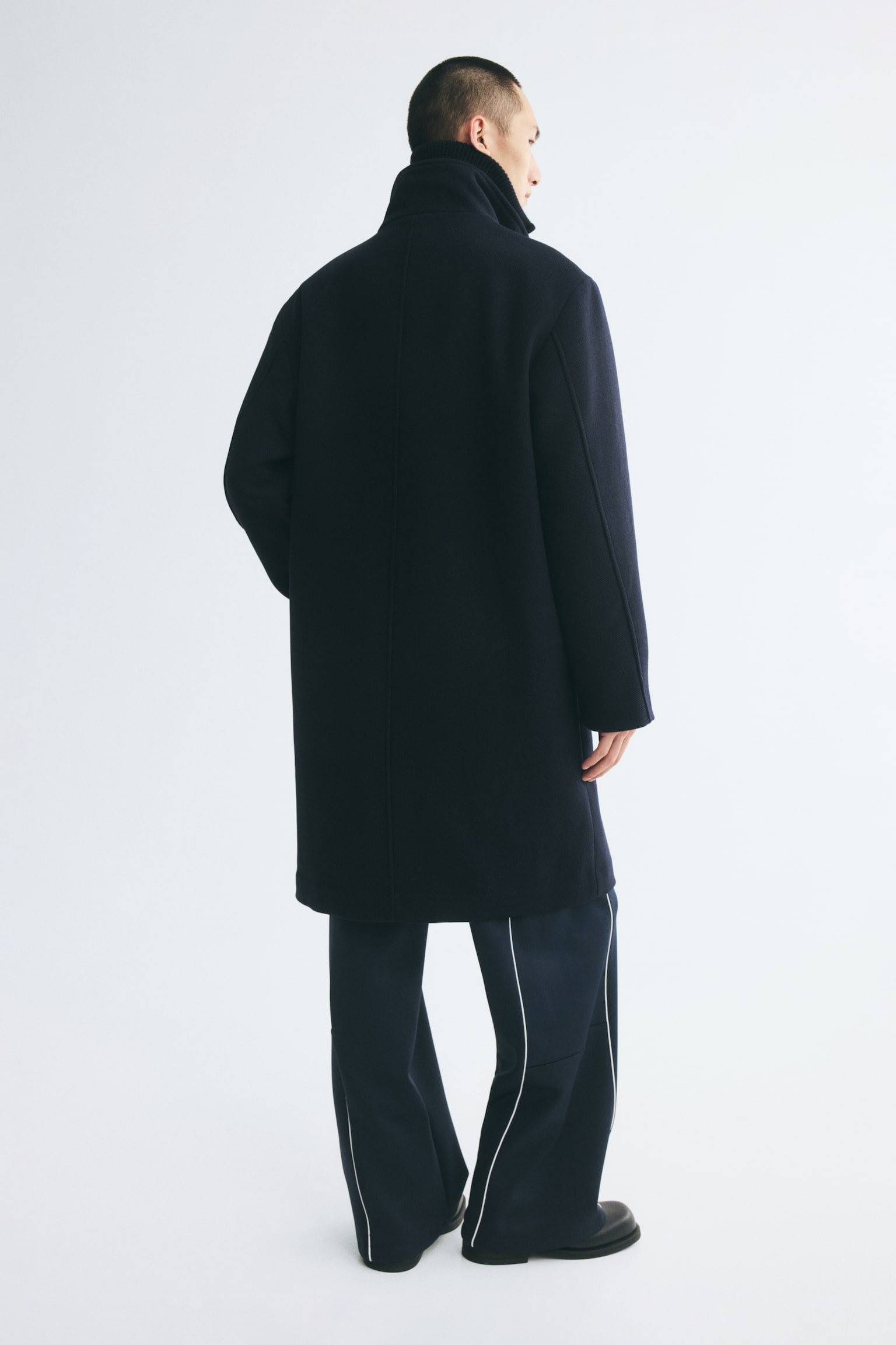 Мужское пальто H&M Wool-Blend Twill, цвет: Тёмный синий — фото 7