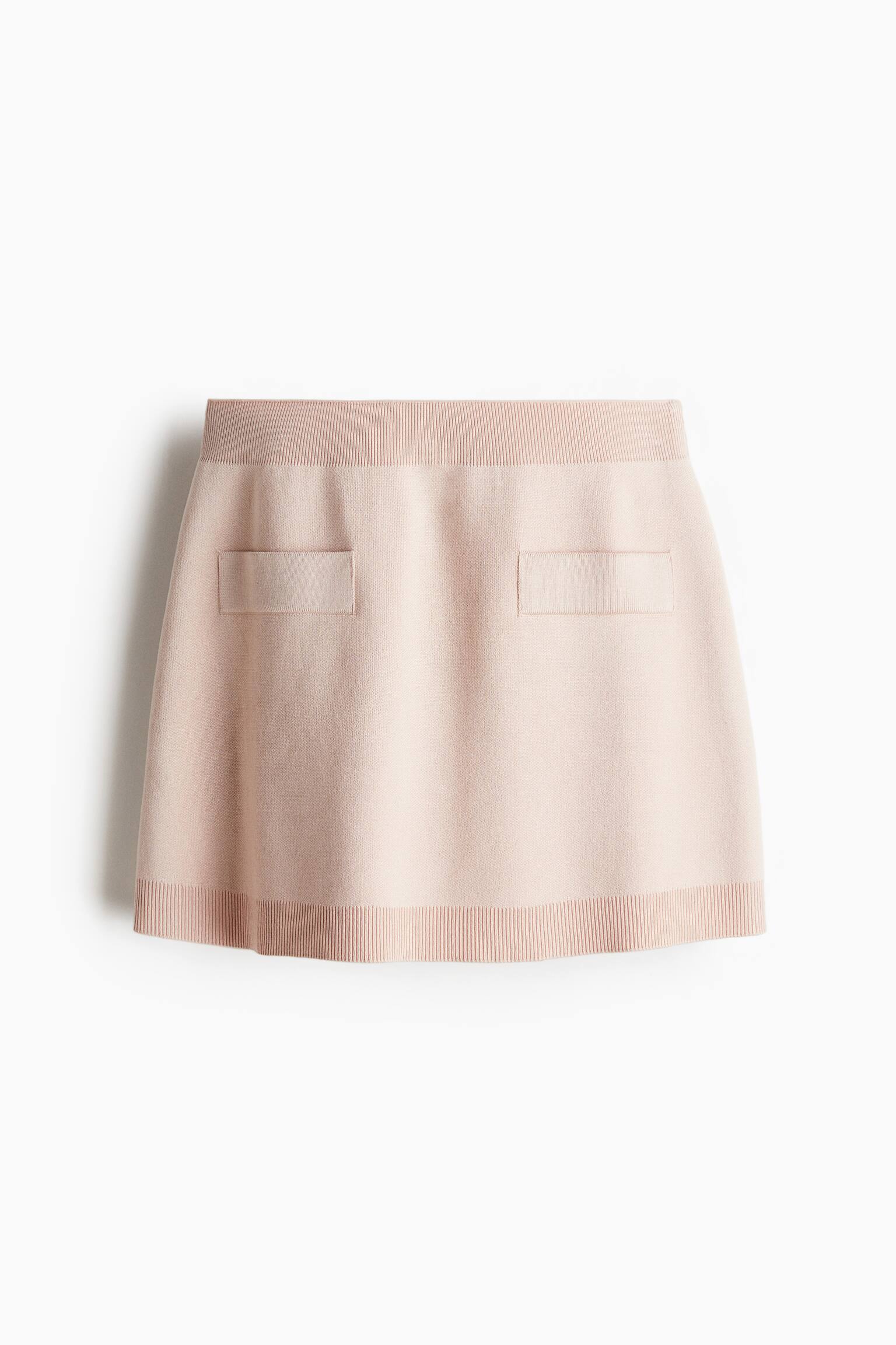 Fine-knit mini skirt - Light dusty pink/Navy blue/White - 2