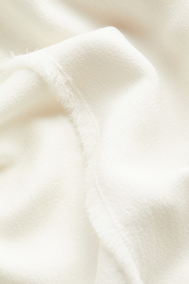 Fringe-trimmed silk-blend dress - White/Beige - 4