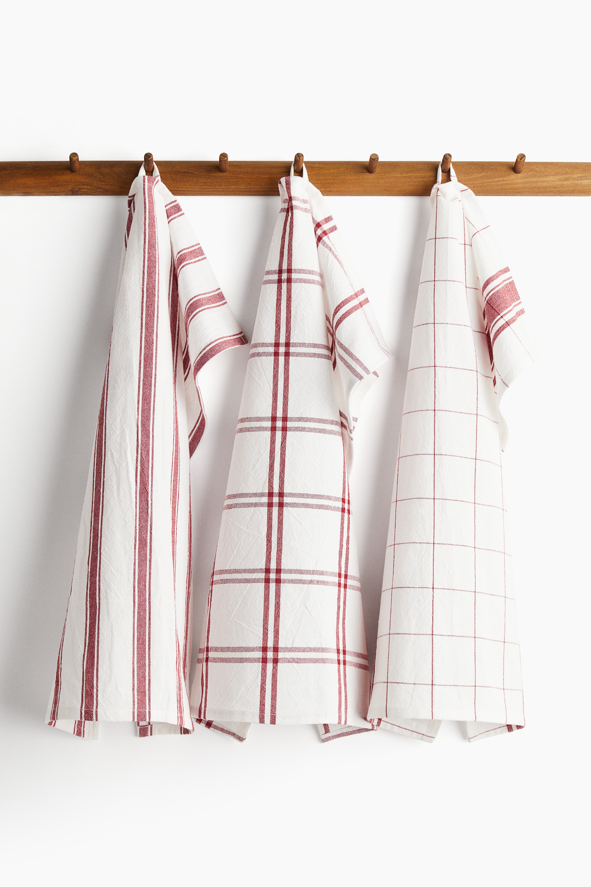 H&M Home  - 3-pack cotton tea towels - White/Red - size: 45x60