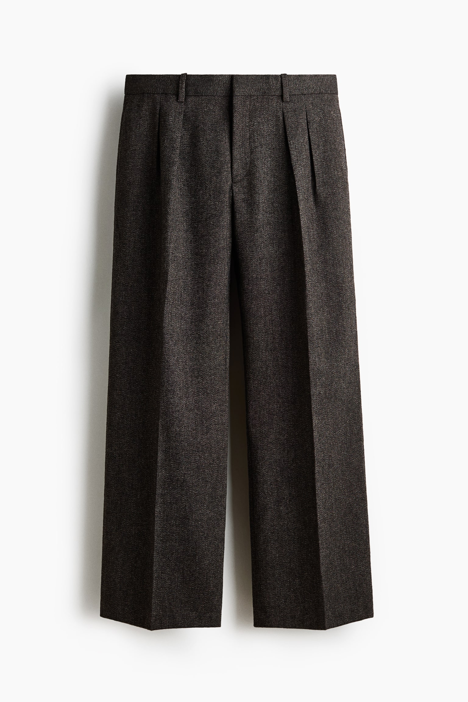 Loose Fit Wool-blend trousers - Dark brown