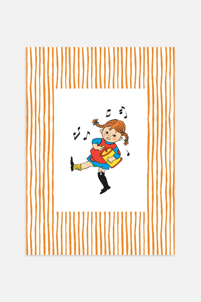 Pippi Orange Stripes Poster - Orange - 1