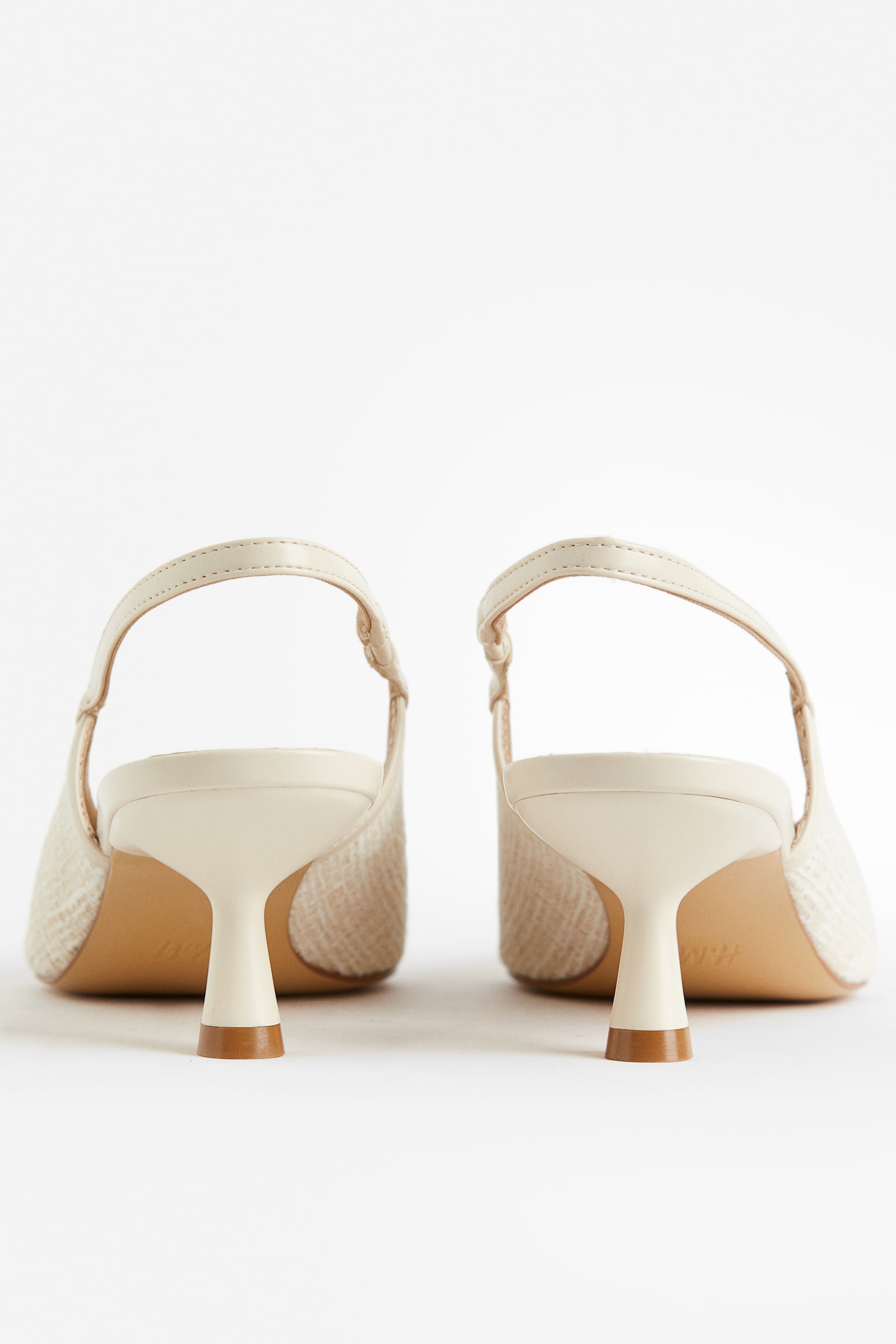 Textured Slingbacks - Light beige/Black - 6