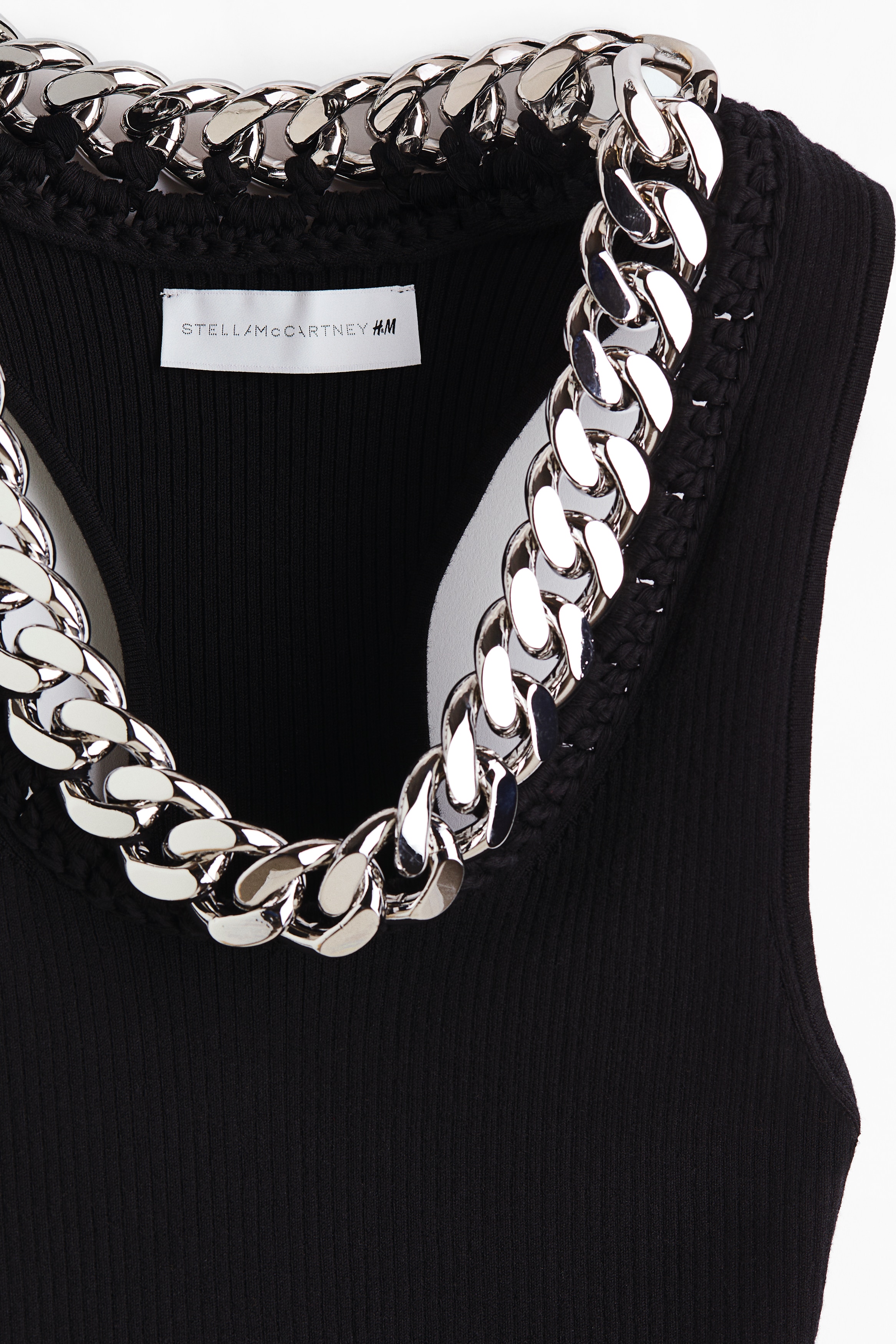 Women's Black Chain-Detail Ribbed Tank Top | H&M US