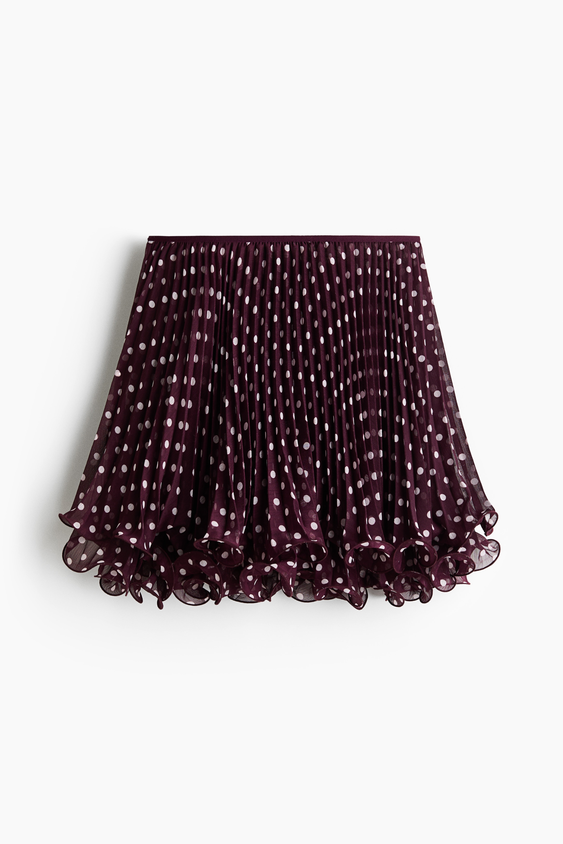 Plissierter Minirock - Weinrot/Polka Dots/Brown/Leopard print