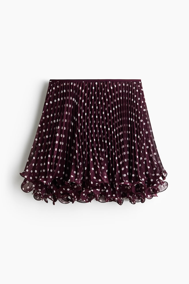 Minifalda plisada - Borgoña/Lunares/Café/Diseño de leopardo - 1
