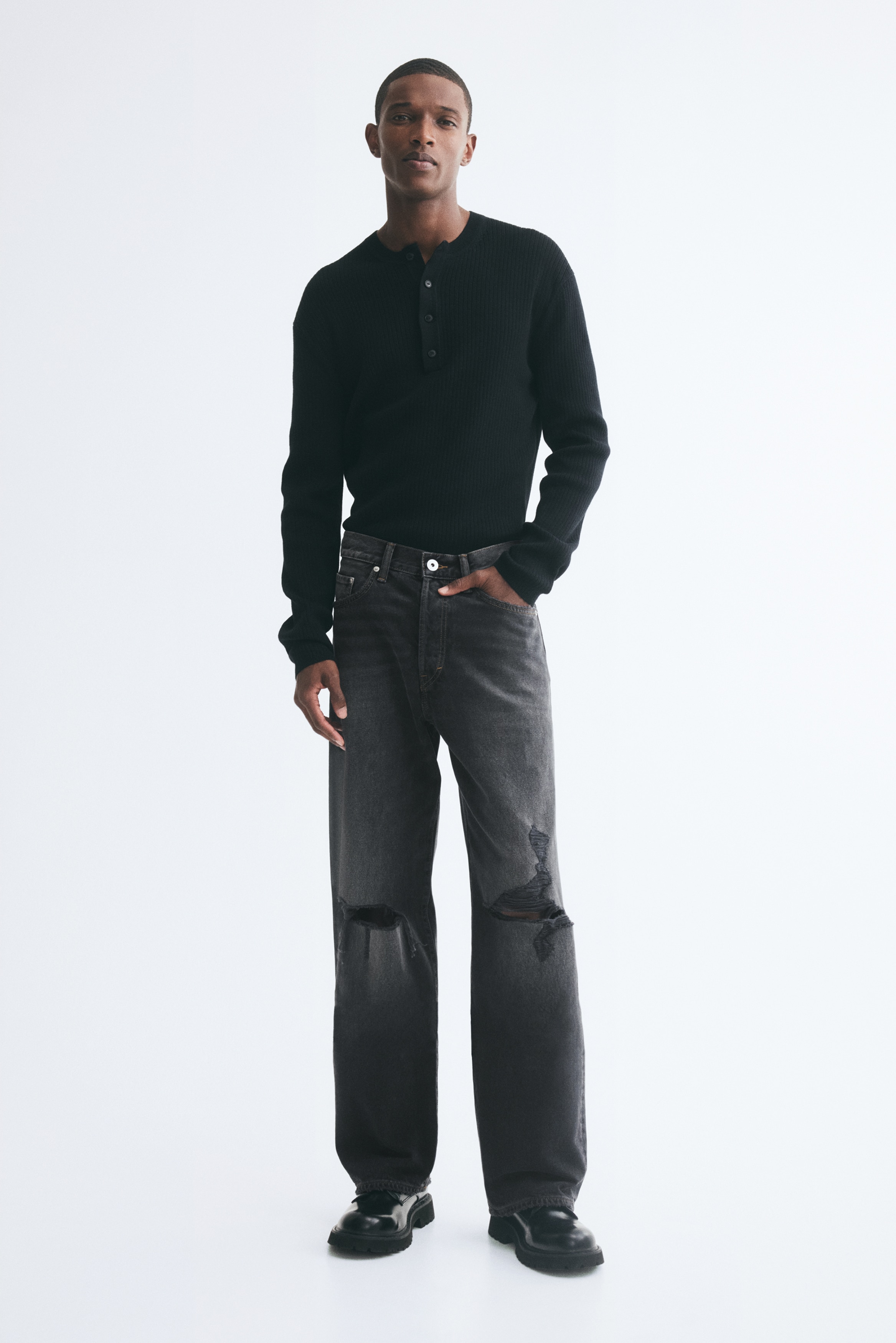 Loose Jeans - Màu đen denim/Màu xanh denim