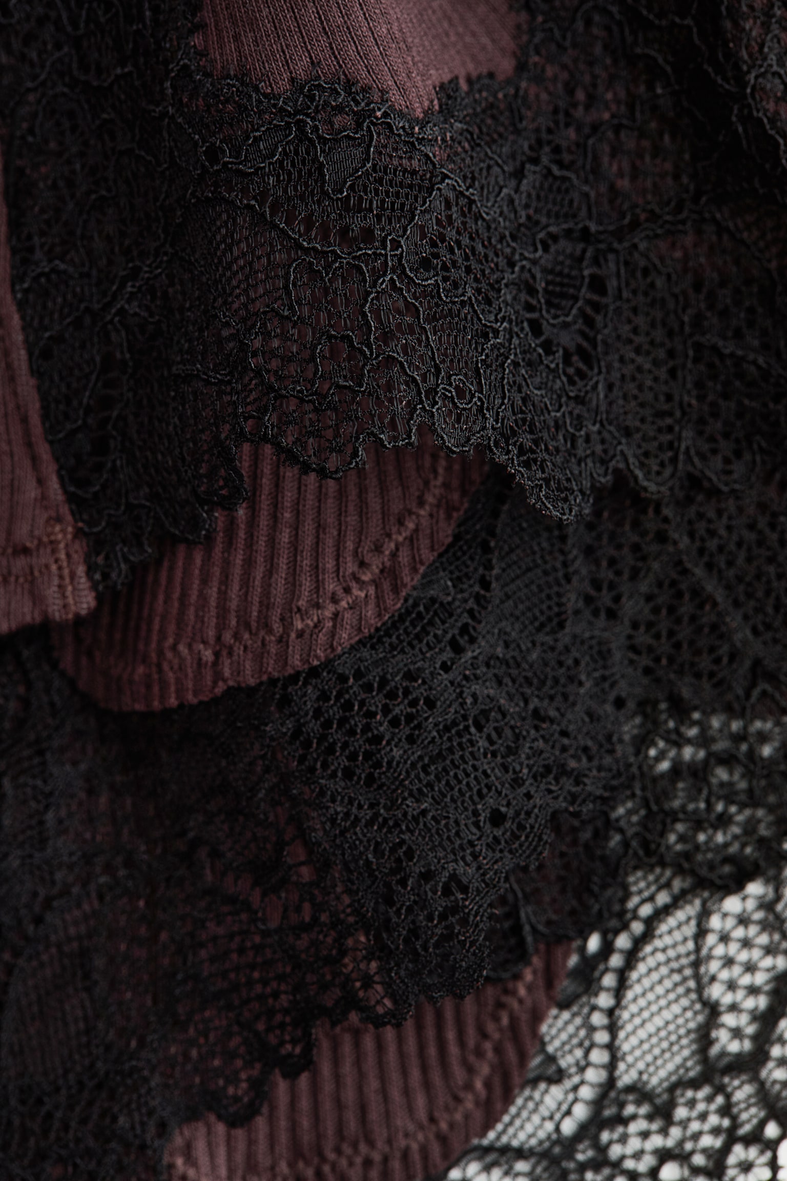 2 пари бавовняних трусів-хіпстерів із мереживом - Темно-коричневий/чорний/Чорний/кремовий/Сірий меланж/білий - 5