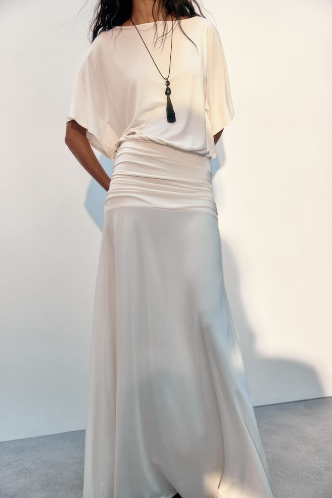 Draped Maxi Dress-Light beige - 5