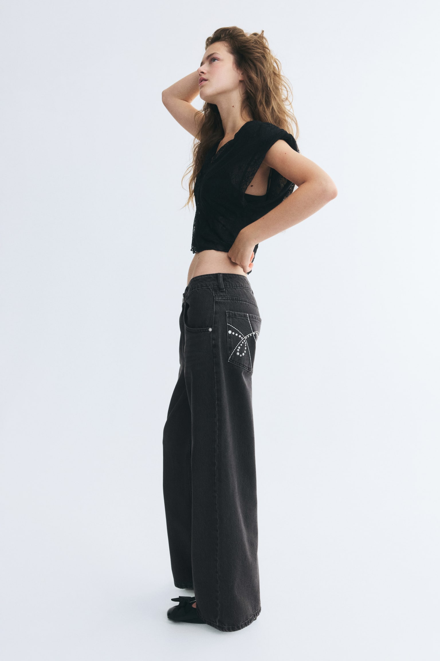 Женские джинсы H&M Baggy Low-Waist, цвет: Чёрный — фото 6