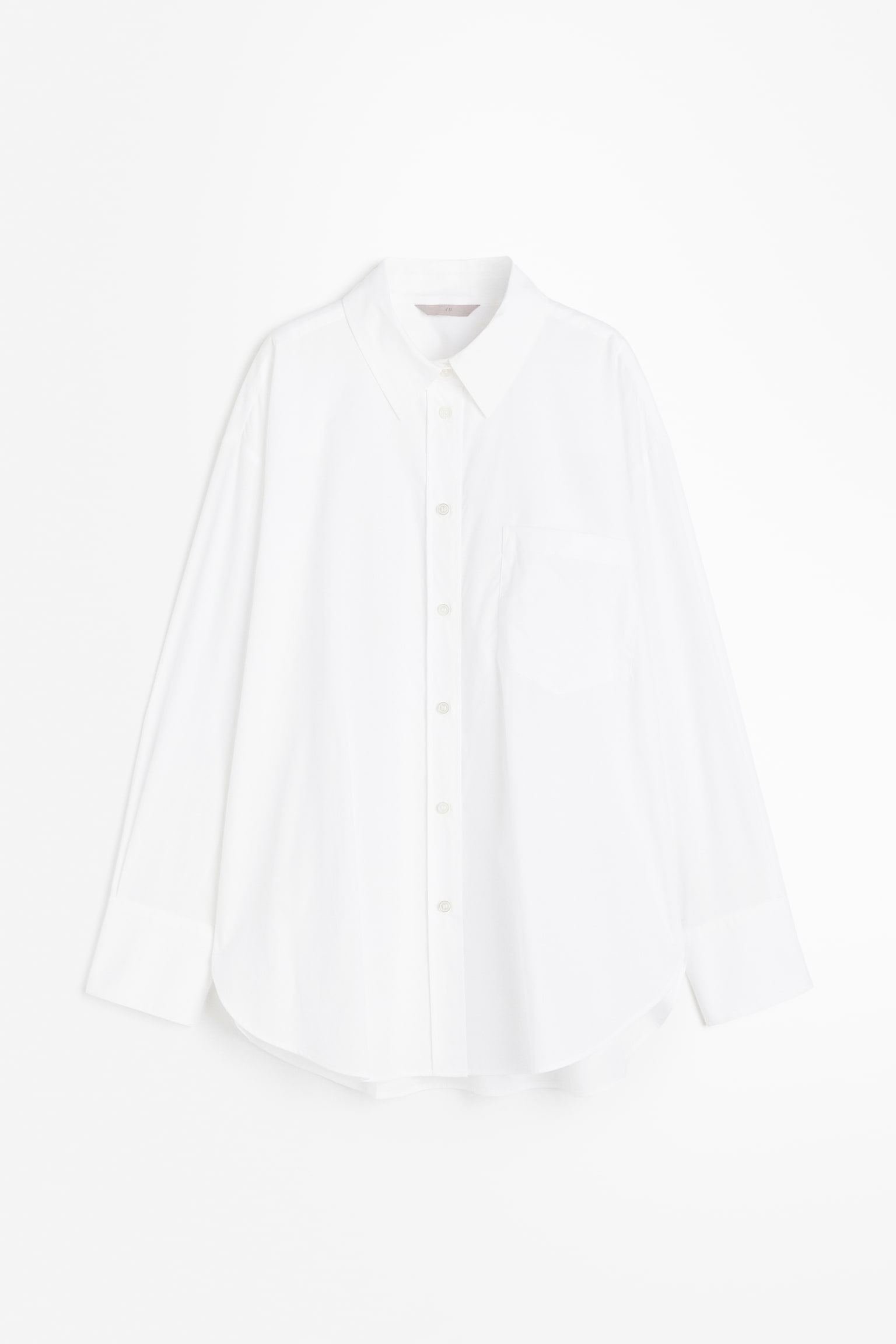 Oversized Cotton Shirt - White - 1