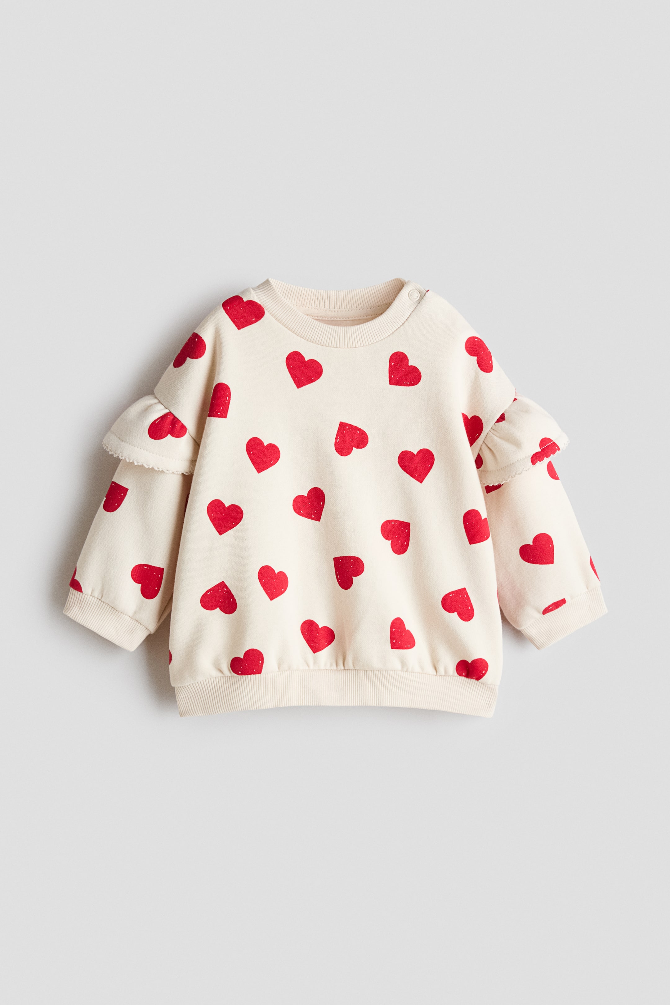 Agrandir l'image: Sweat volanté - Beige clair/cœurs - ENFANT | H&M FR 1