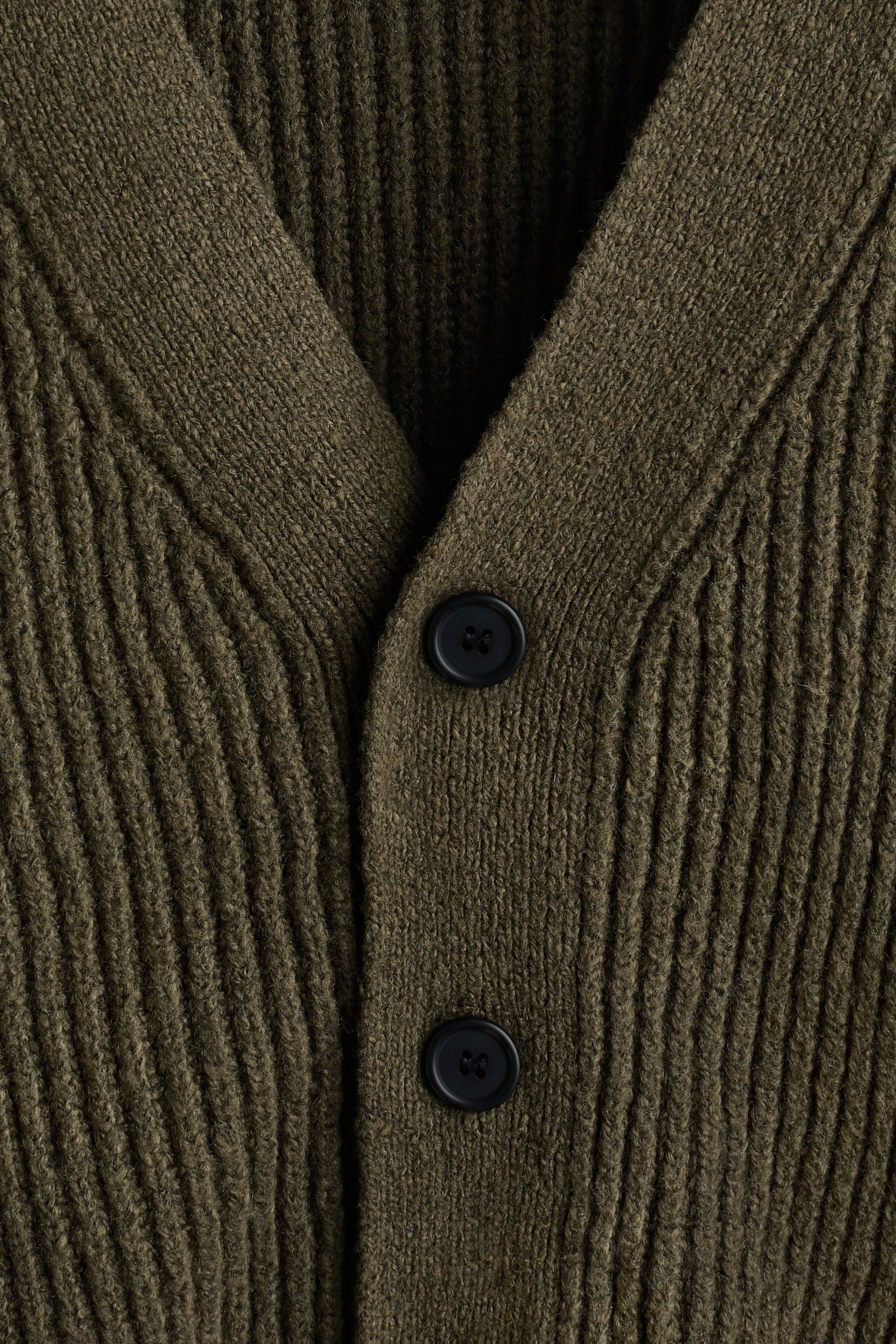Loose Fit Rib-knit cardigan - Khaki green/Beige/Dark khaki green - 2