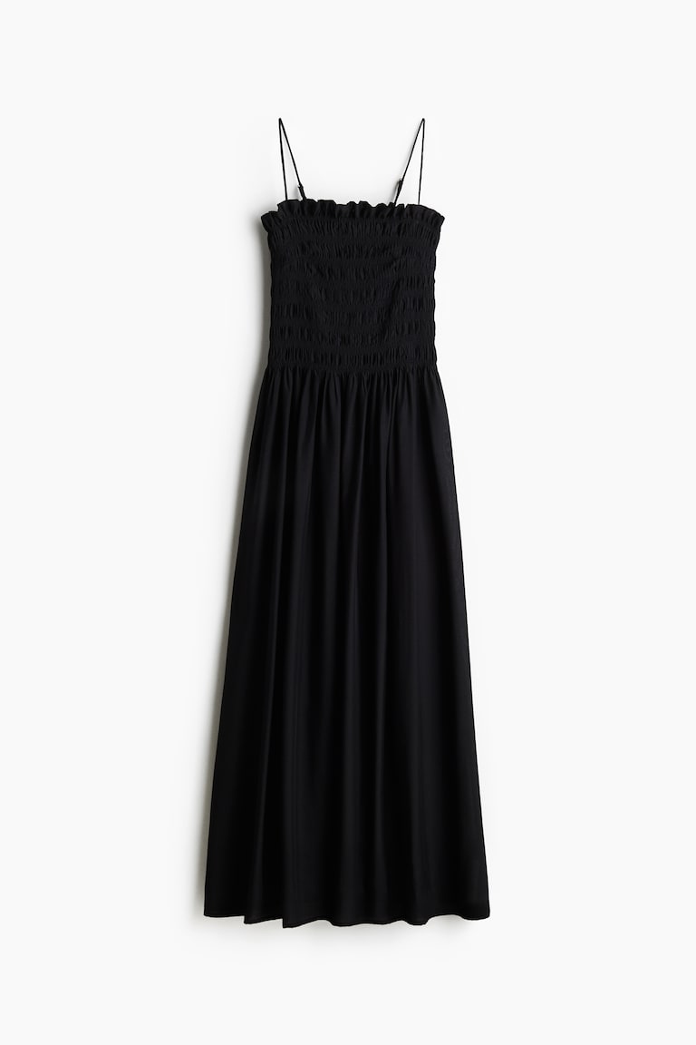 h&m black smocked dress Everlane Smocked Column Dress In Black, Size XXS, Viscose main image 1
