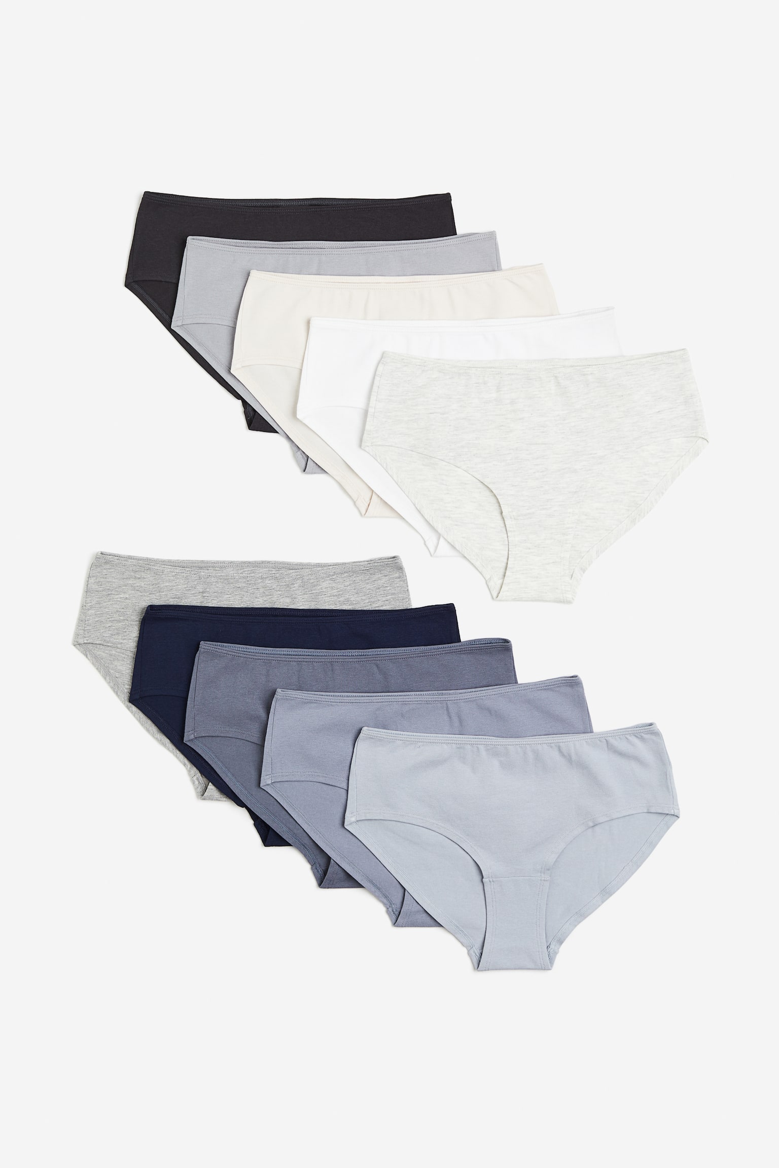 10-pack Hipster Briefs - Black/Grey blue/Cream/Black/Light blue/Light grey/Black/Light grey marle - 1