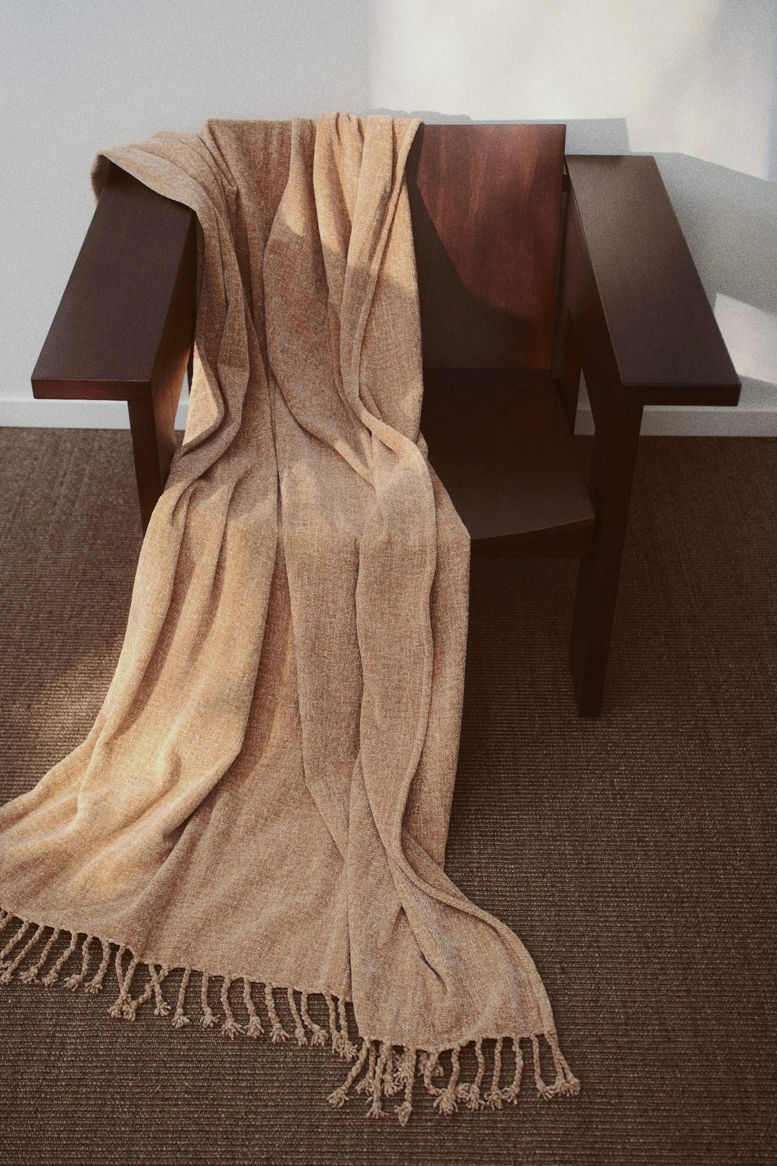 Chenille blanket - Beige marl/Greige/Dusty blue - 1