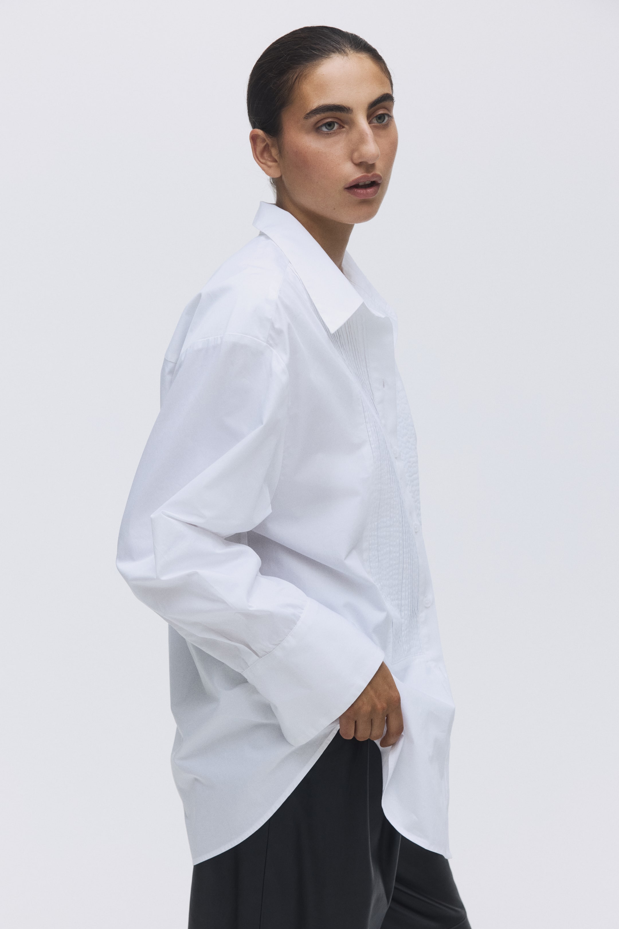 View larger image: Oversized tuxedo shirt - White | H&M GB 1