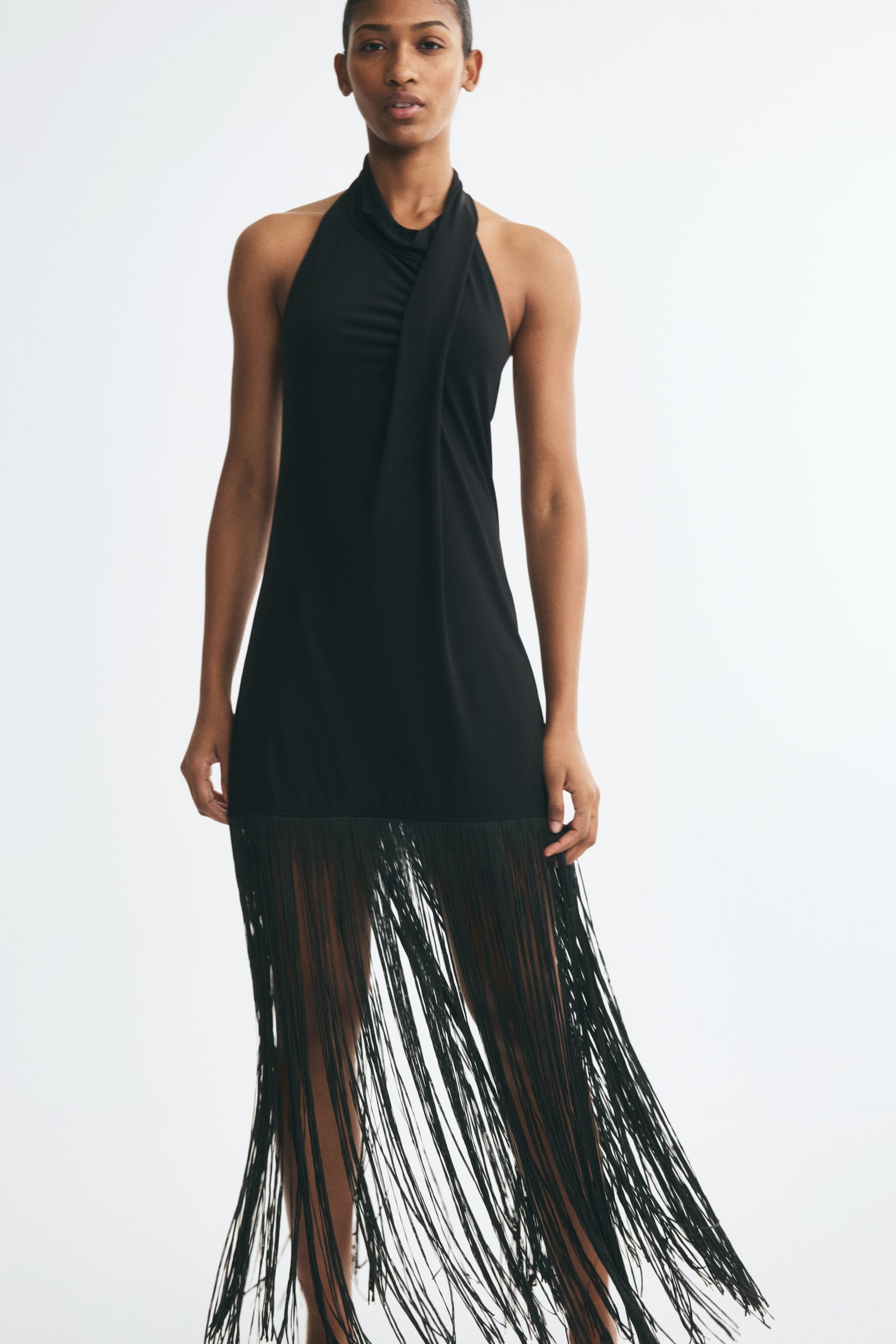 Женское платье H&M Fringed Halterneck, цвет: Чёрный — фото 3