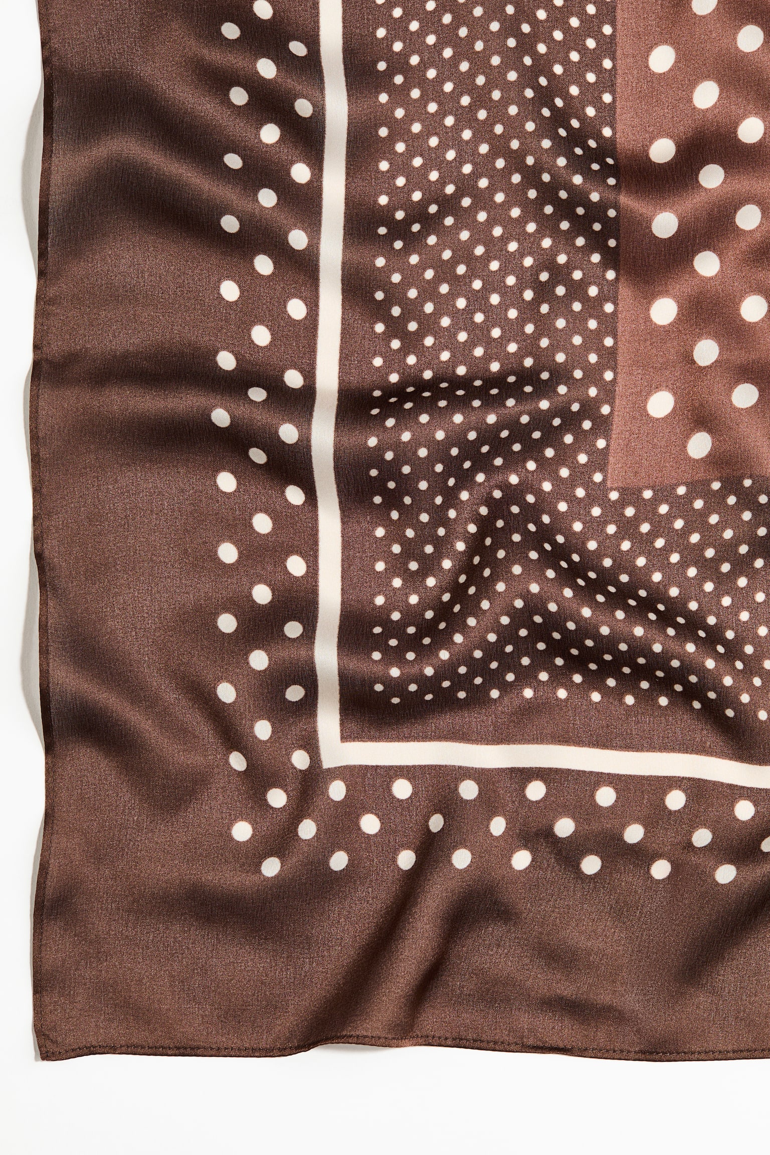 Patterned scarf - Dark brown/Spotted/Cream/Border print - 3