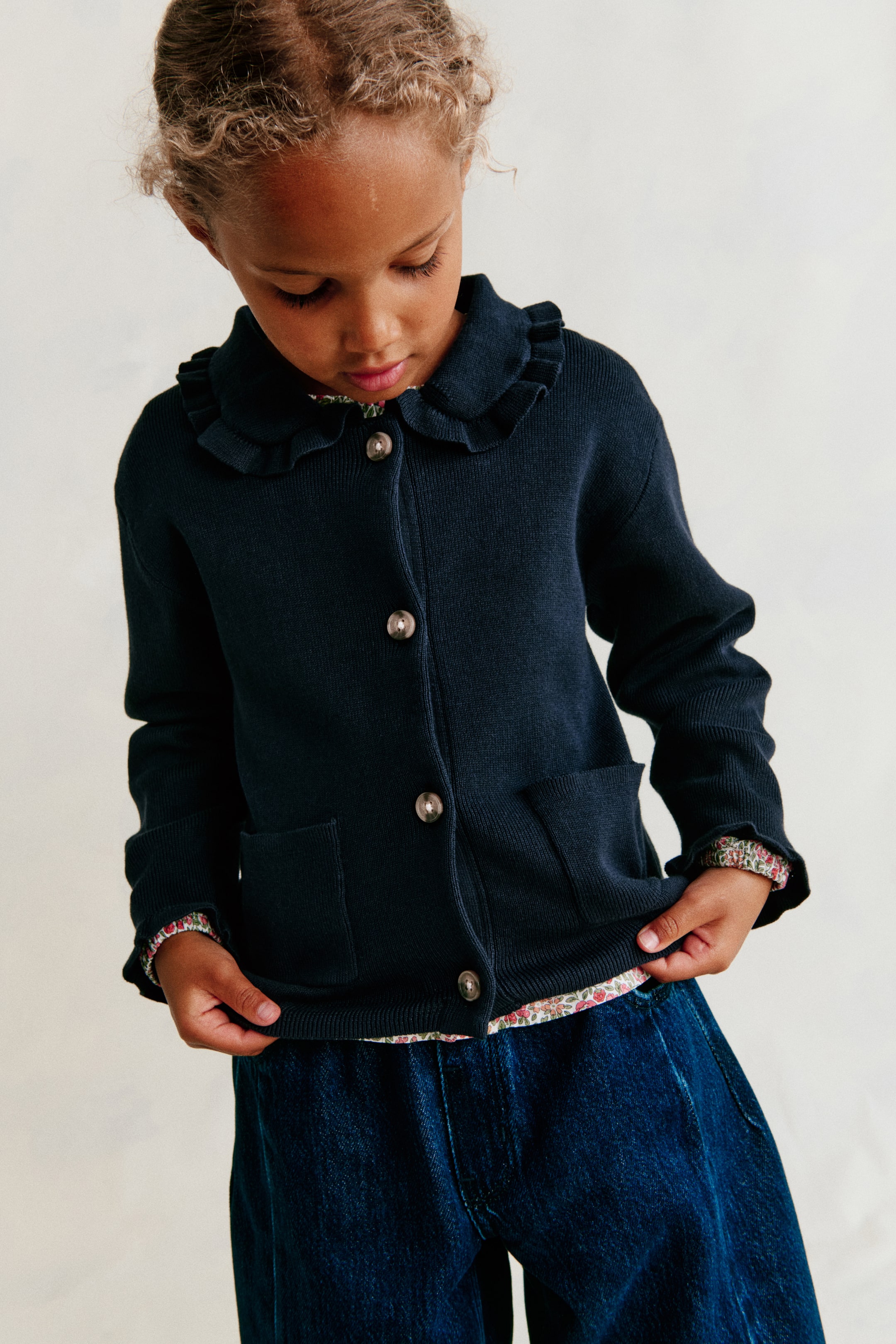 Cotton Cardigan with Collar