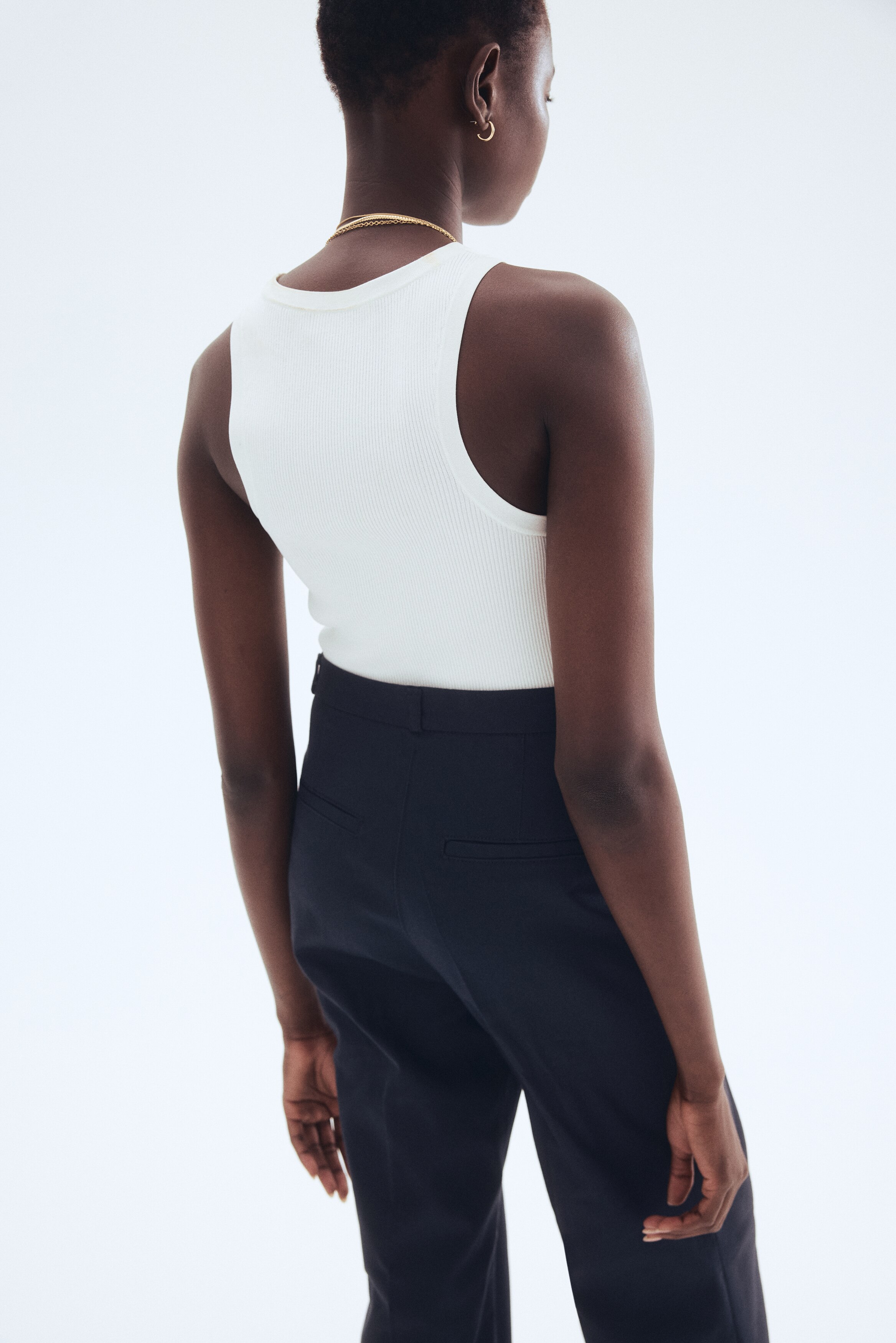 Flared twill trousers