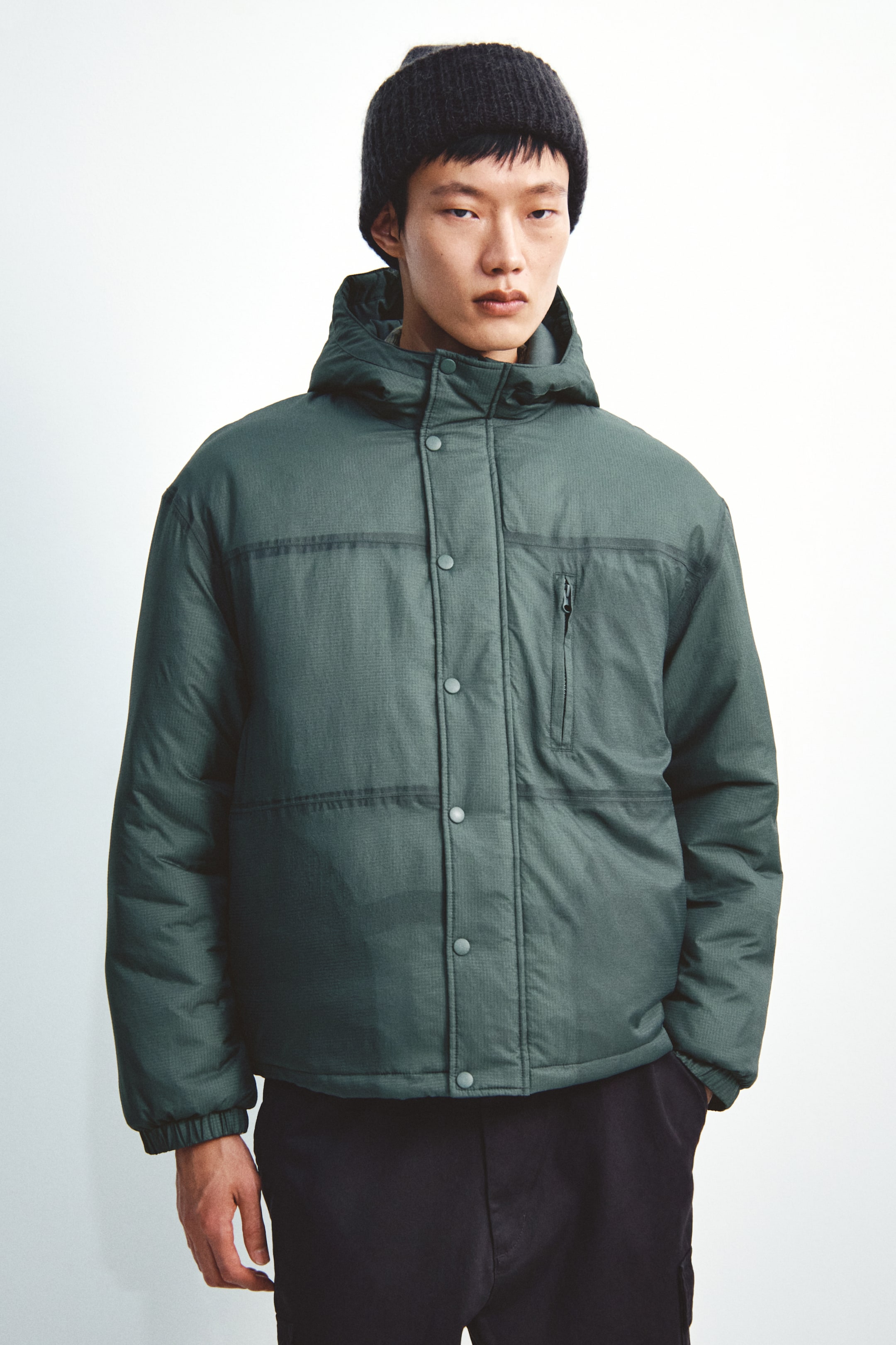 이미지 확대 보기: 나일론 패딩 재킷 - 포레스트 그린 - Men | H&M KR 3