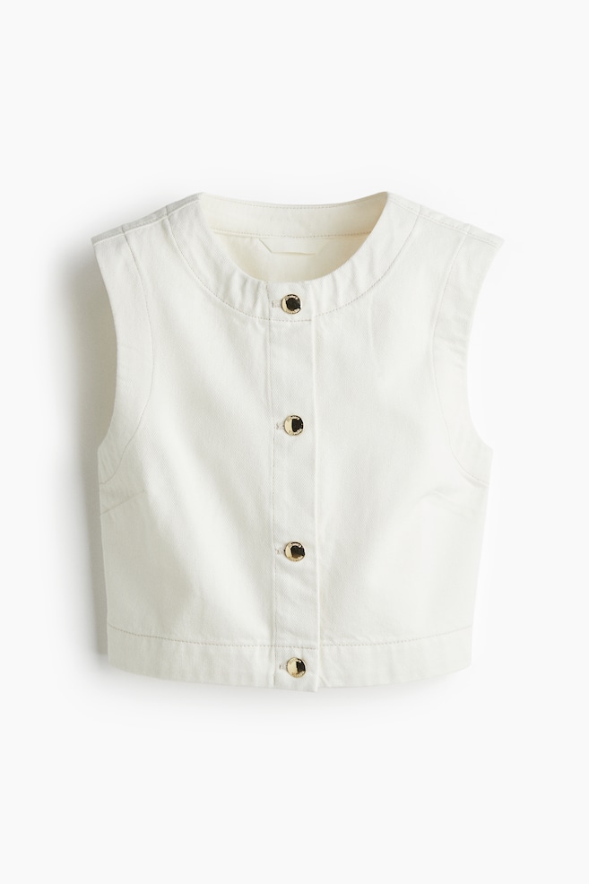 Denim Vest - White - 1