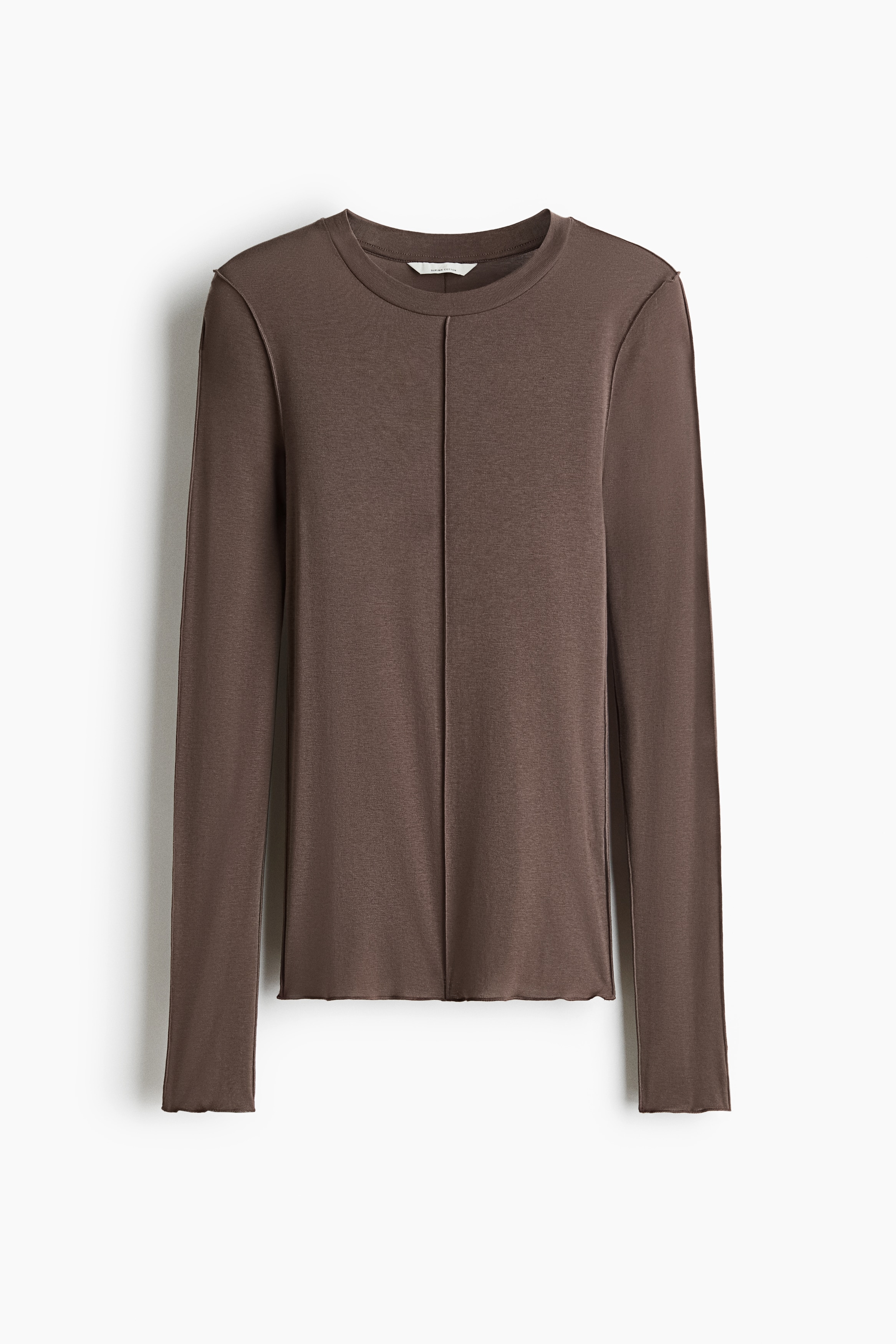 Maglia a maniche lunghe in cotone pima - Talpa scuro/Viola polvere scuro/Beige chiaro/Blu scuro