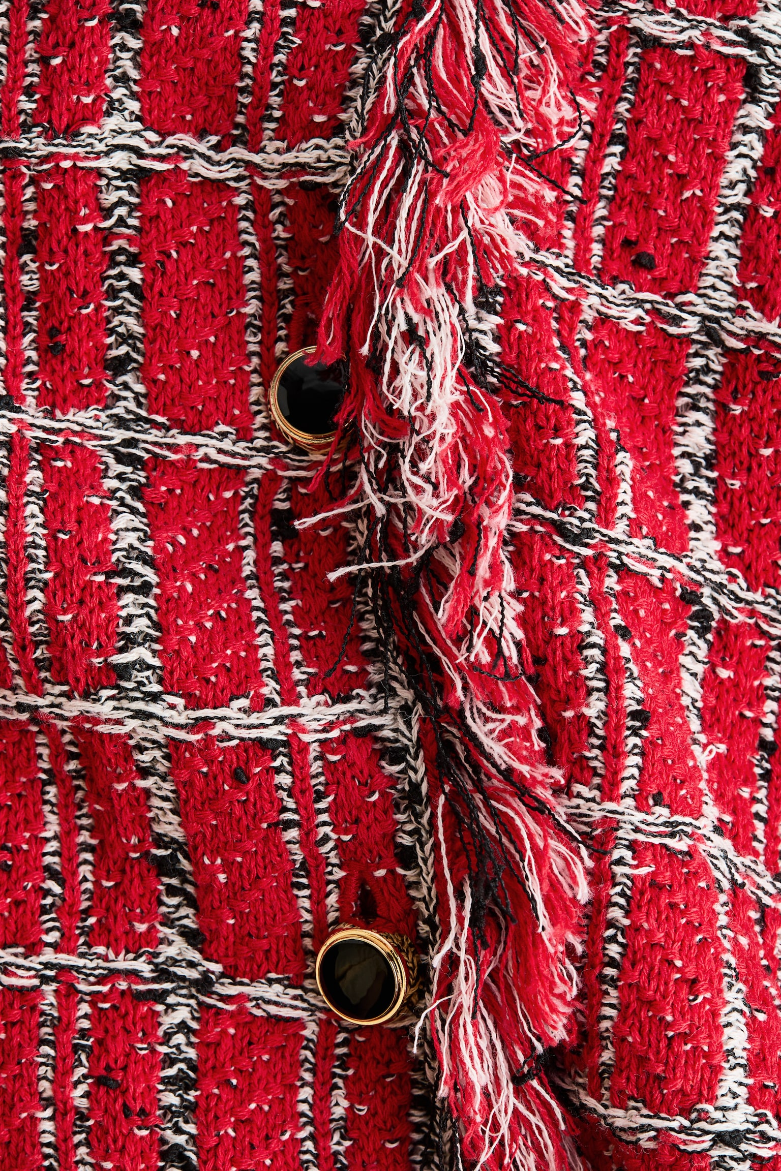 Женский кардиган H&M Frayed Jacquard-Knit, цвет: Красный — фото 7
