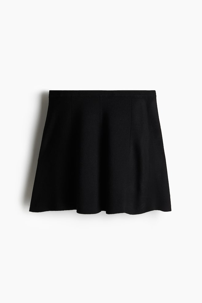 Flared fine-knit skirt - Black/Red/Cream/Black/Striped - 1