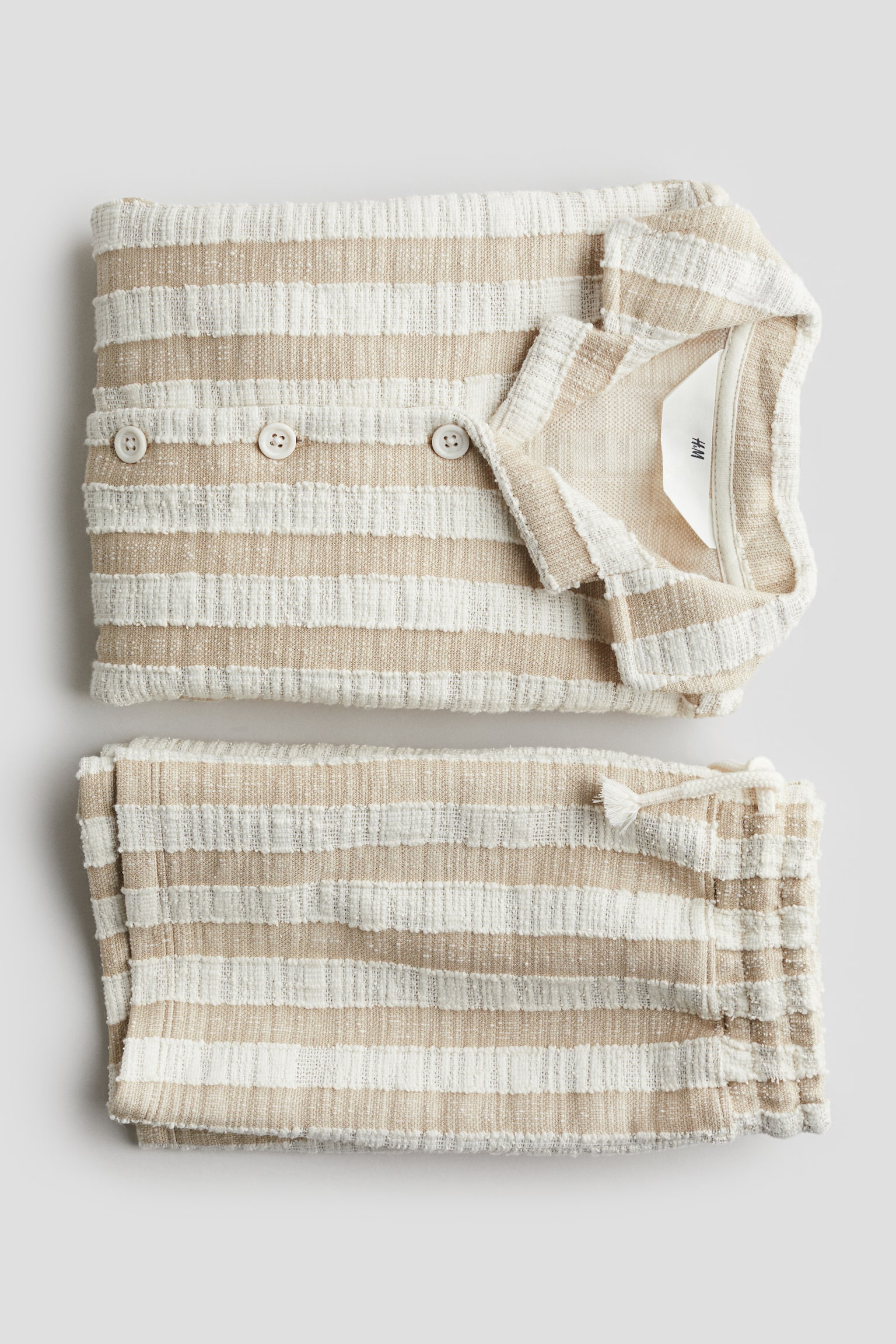 Shirt & Shorts Set - Light beige/Stripe - 6