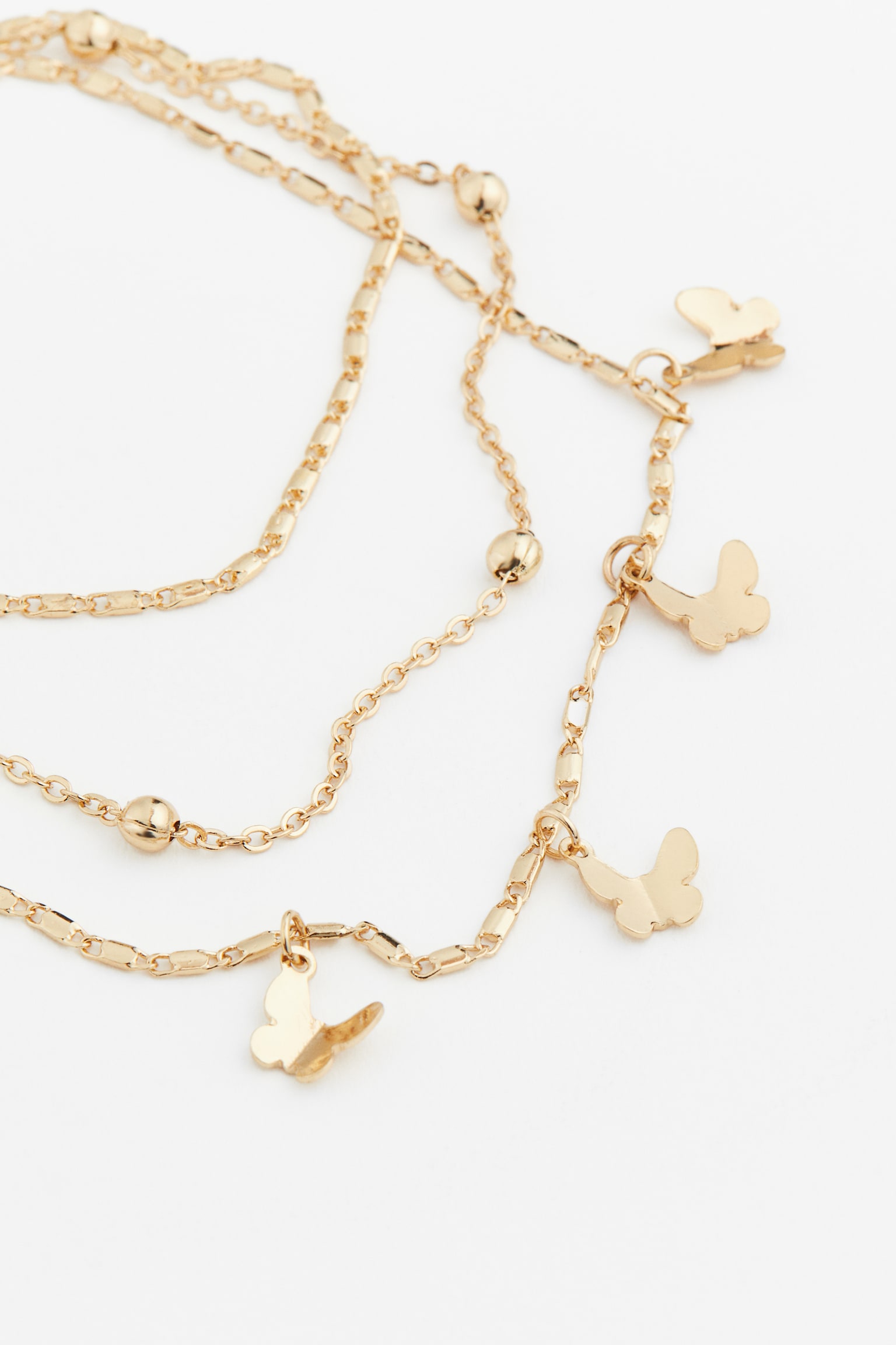 3-pack Anklets - Gold colour/Butterflies - 2