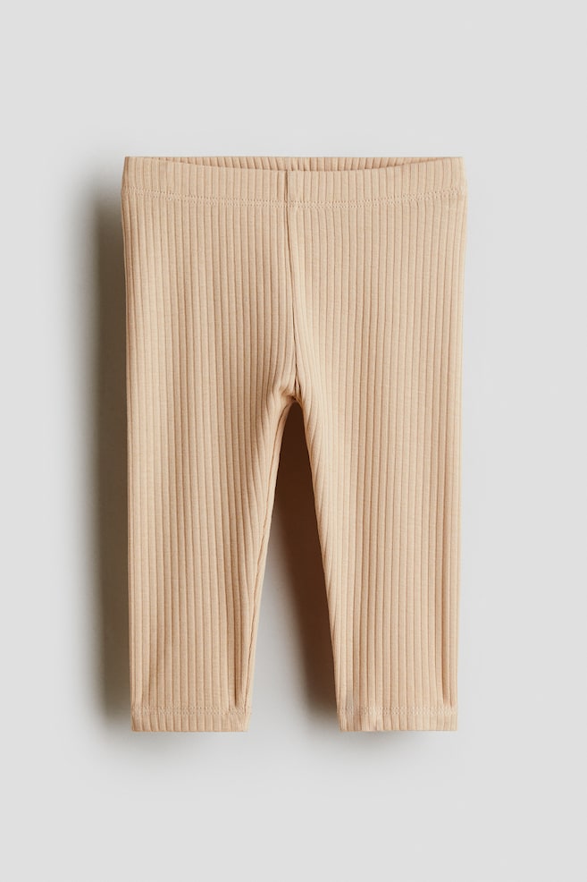 Ribbed cotton leggings - Beige/Light grey/Black/Beige/Light pink/Light pink - 1