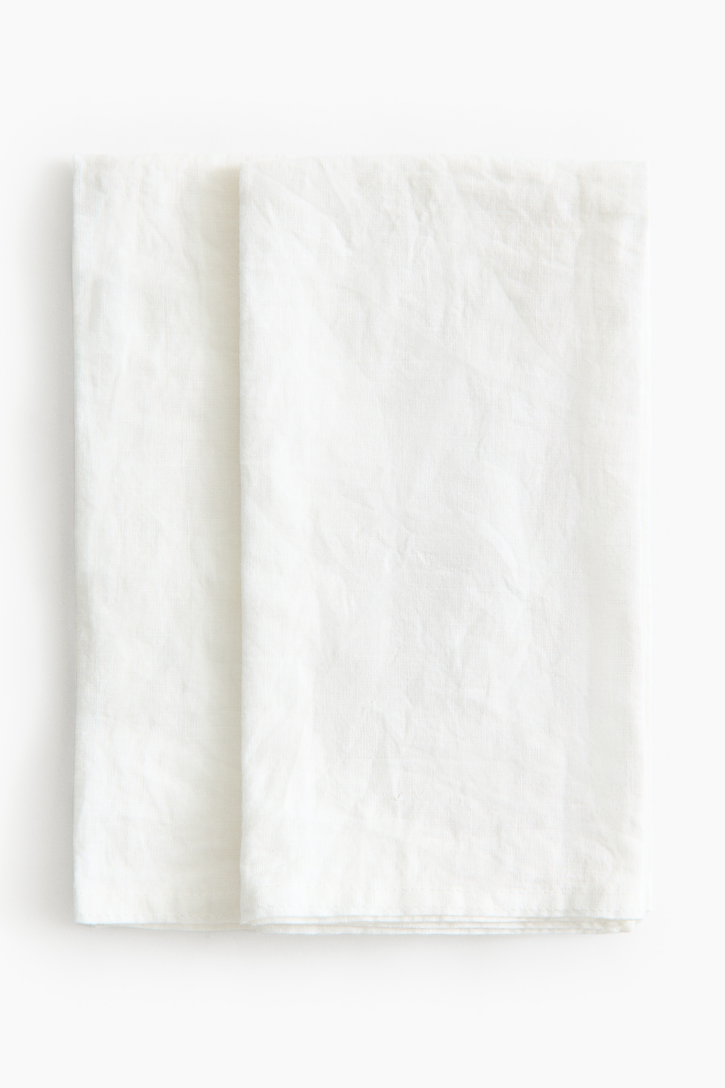 2er-Pack Leinenservietten - Weiß/Beige