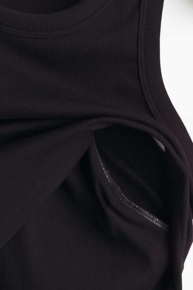 MAMA Ribbed nursing vest top-Black - 6