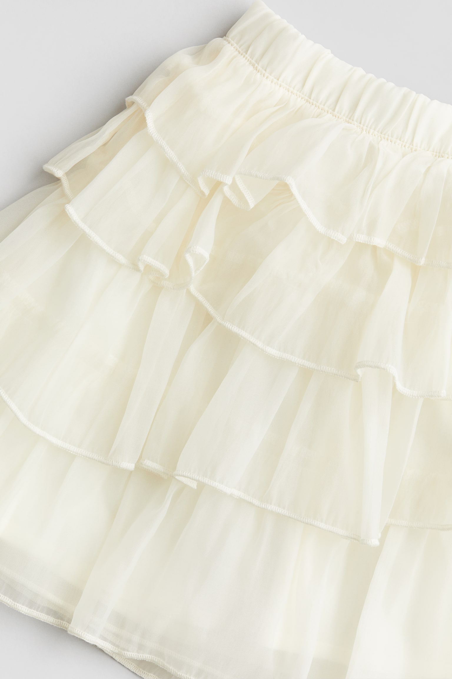 Flounced organza skirt - Cream - 2