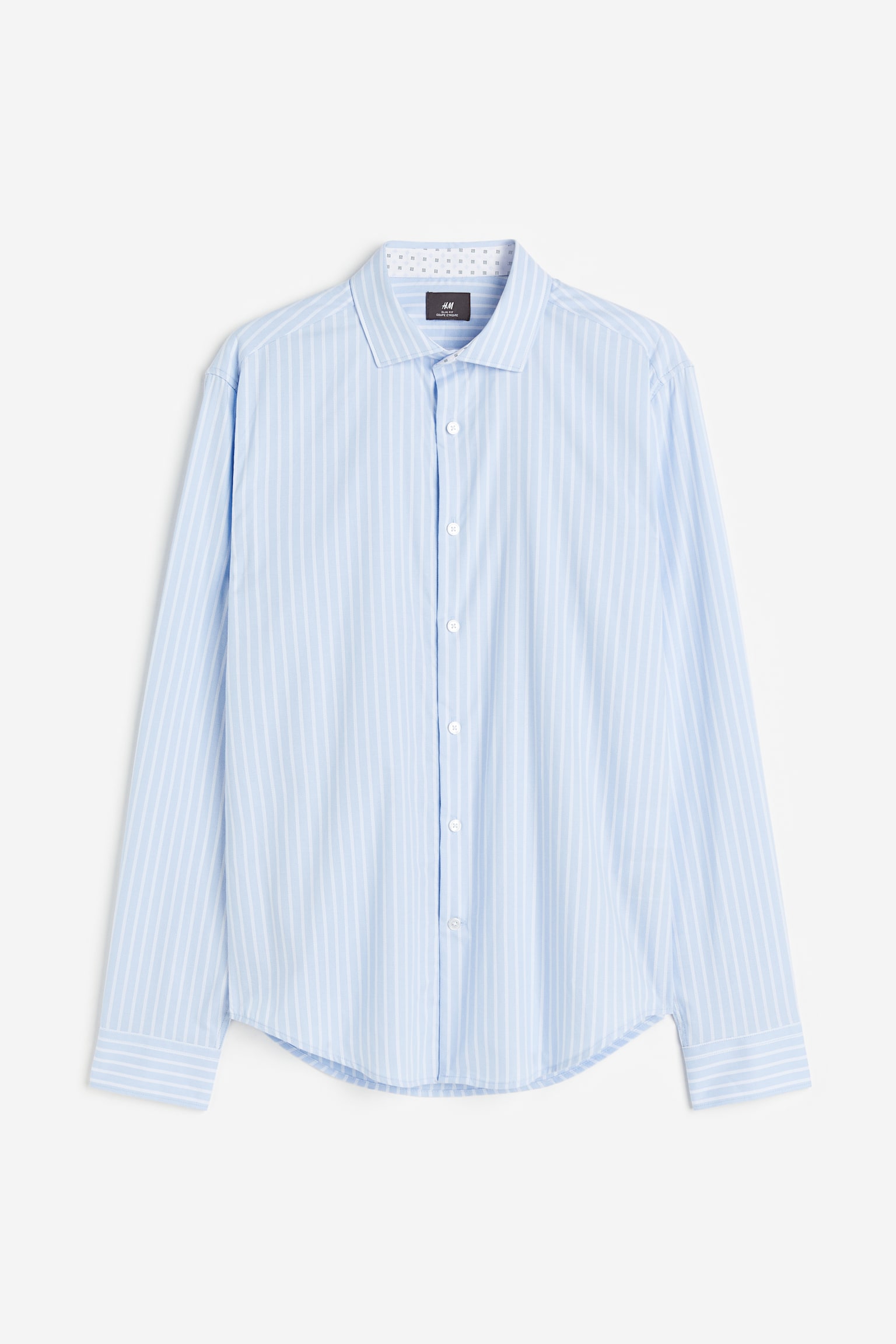 Slim Fit Premium cotton shirt - Light blue/Striped/White/Light blue - 1